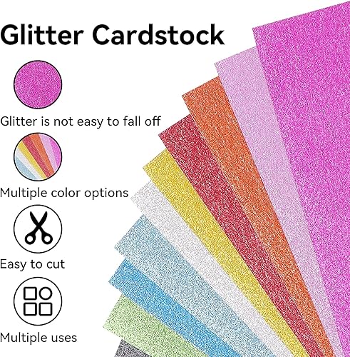 Miniatura 8 de Cartulina dorada con purpurina de 12 x 12 pulgadas, papel para Cricut, tarjeta gruesa para hacer tarjetas, álbumes de recortes, manualidades (30