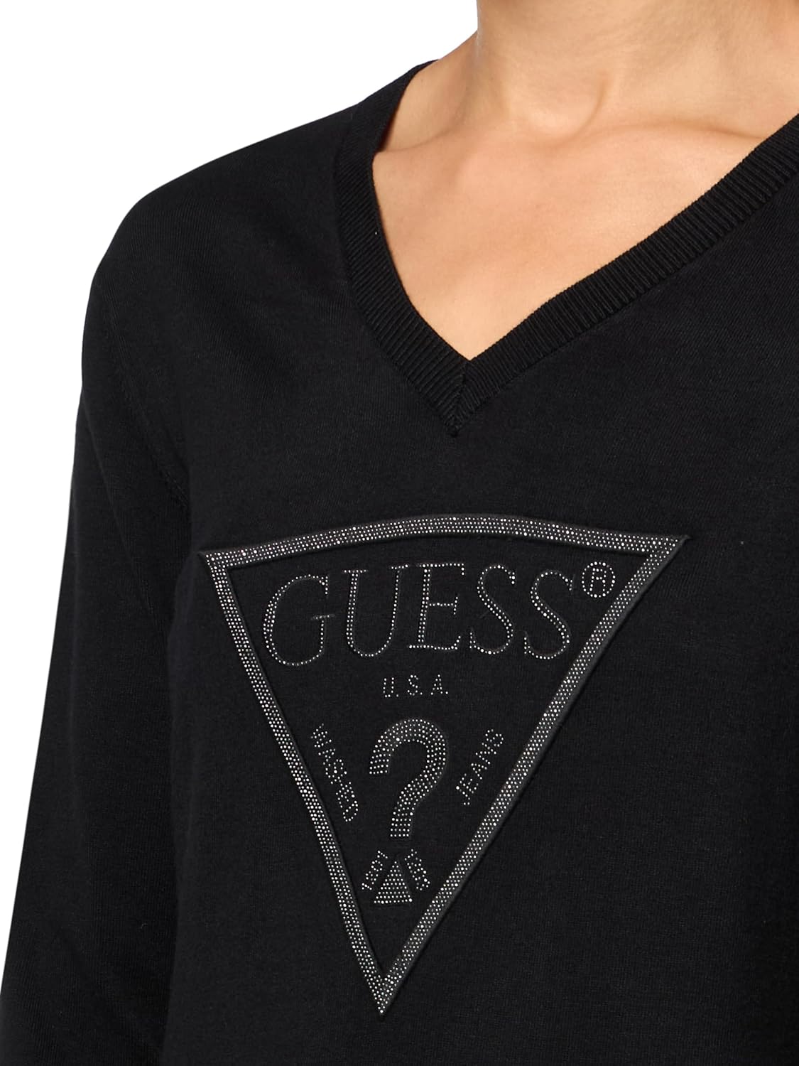 Guess Womens Eco Long Sleeve Miriam Triangle Logo Sweater - Image 3