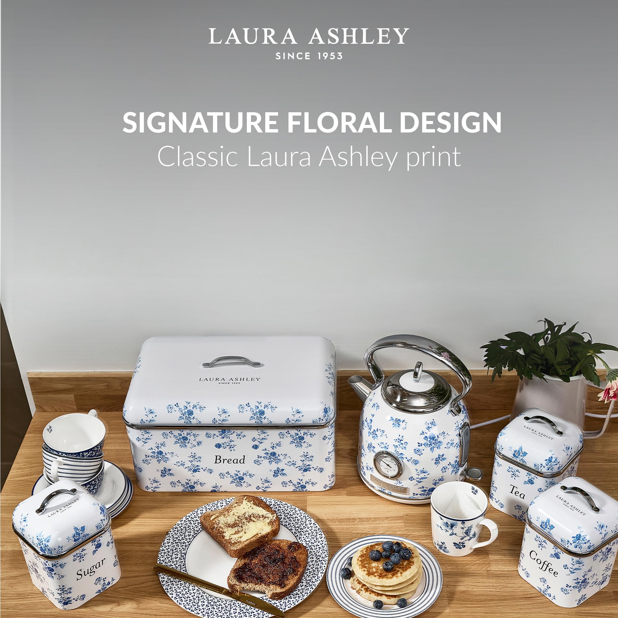 Laura Ashley Set of 3 Tea Coffee Sugar Canisters by VQ - Practical