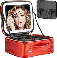 Vista 1 de Estuche de maquillaje de viaje Extrei Gent con espejo, luz LED, 3 niveles de brillo ajustable, bolsa de cosméticos portátil, partición ajustable