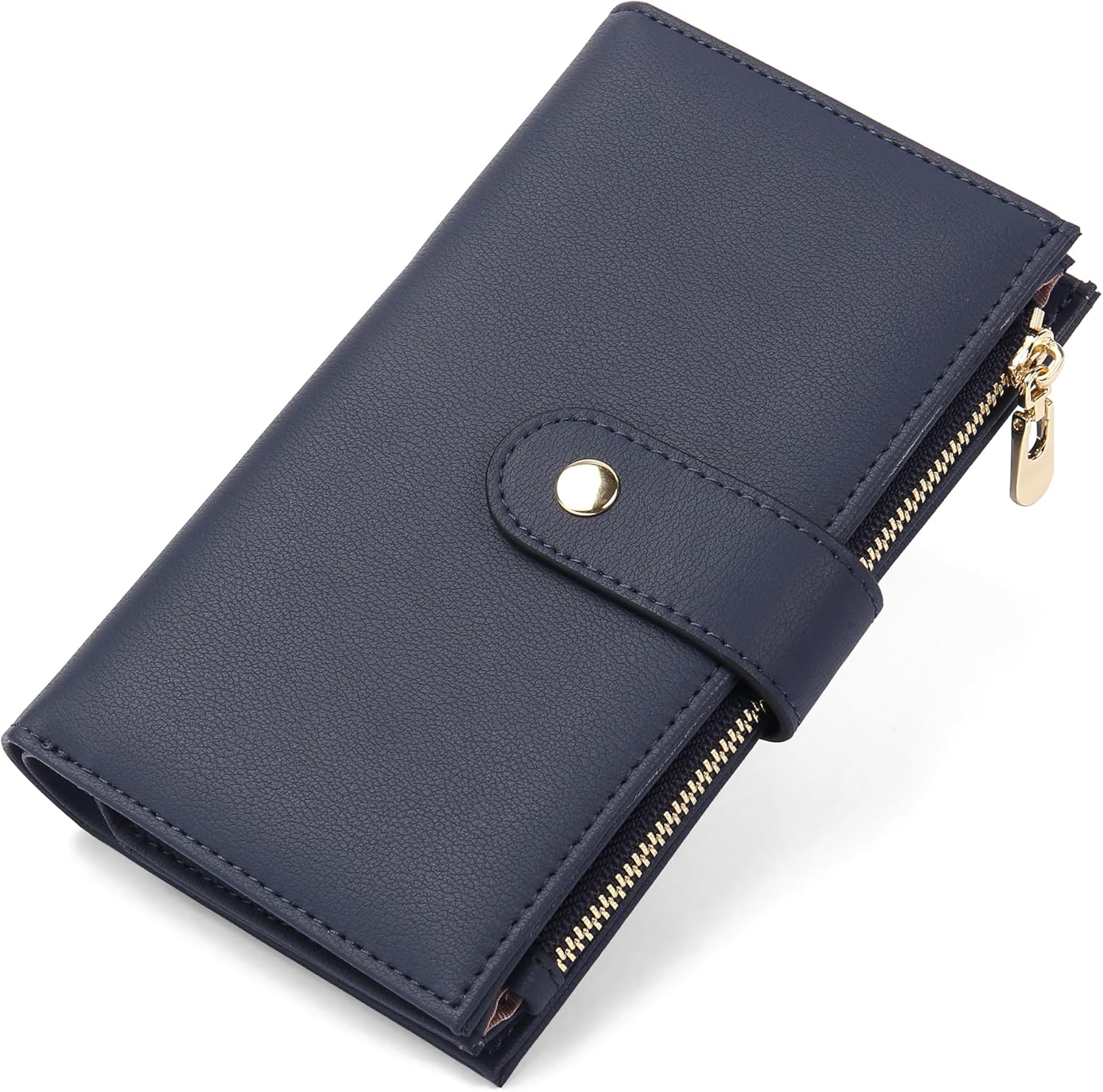 yiijay Wallet for Women RFID Blocking Leather Trifold Clutch Wallet Credit Card Holder Ladies Travel Wallet Purse with Pen Holder