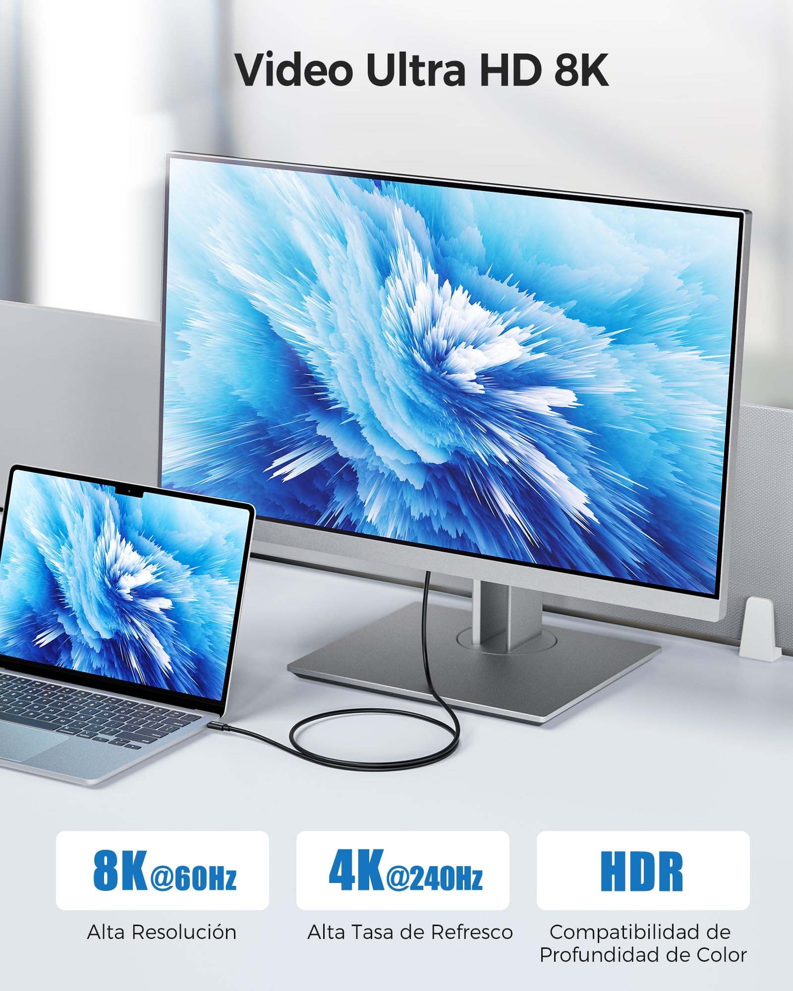 Cable Matters [Intel certificado 0,3 m Cable Thunderbolt 4 de 40 Gbps para vídeo 8K y Carga a 240W - retrocompatible con Thunderbolt 3, USB4, USB C