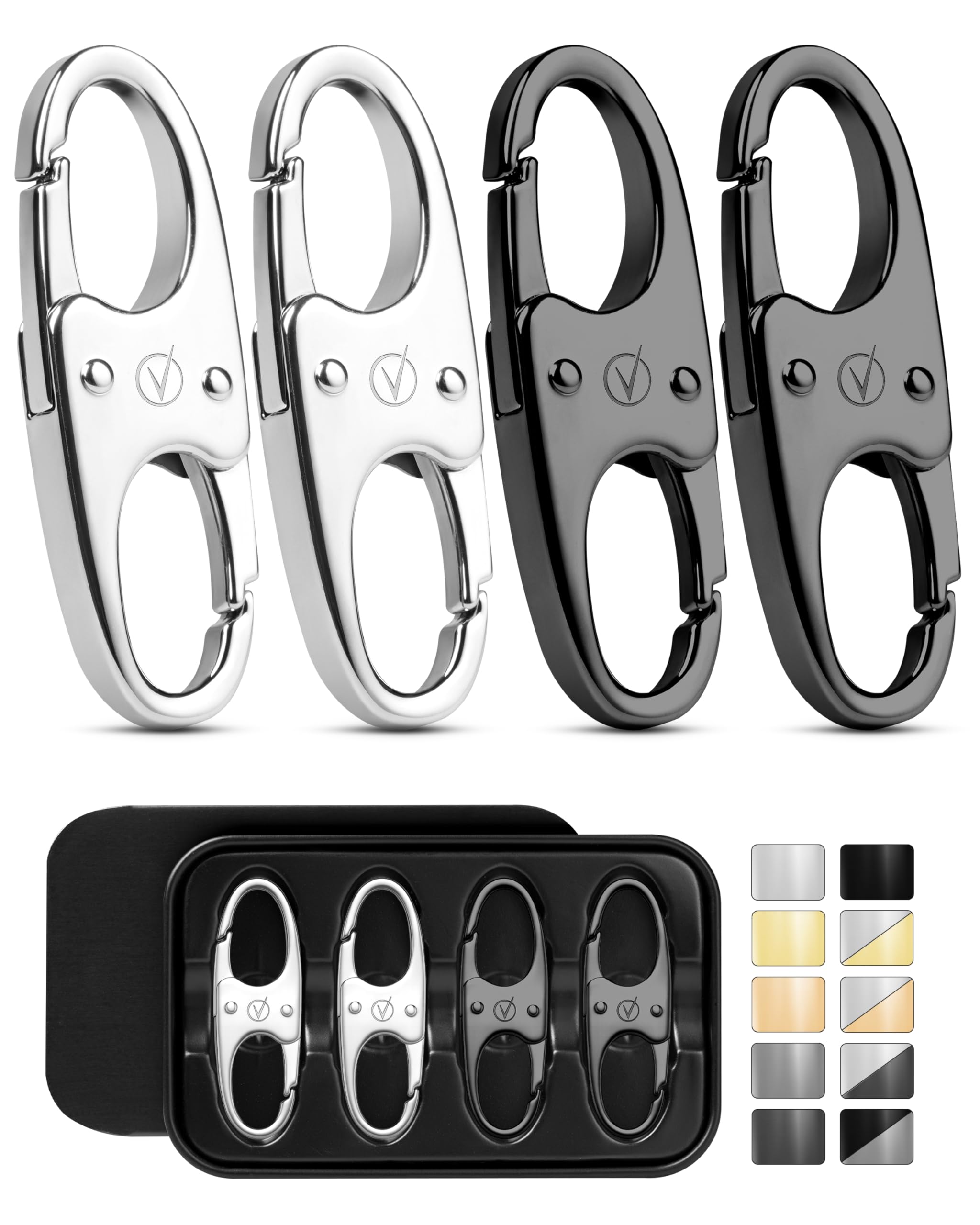 Vantamo Premium 4 Zipper Clips Anti Theft for Backpack, Luggage & Purse, Pull Replacement Zipper Locks, Purse Clip for Travel