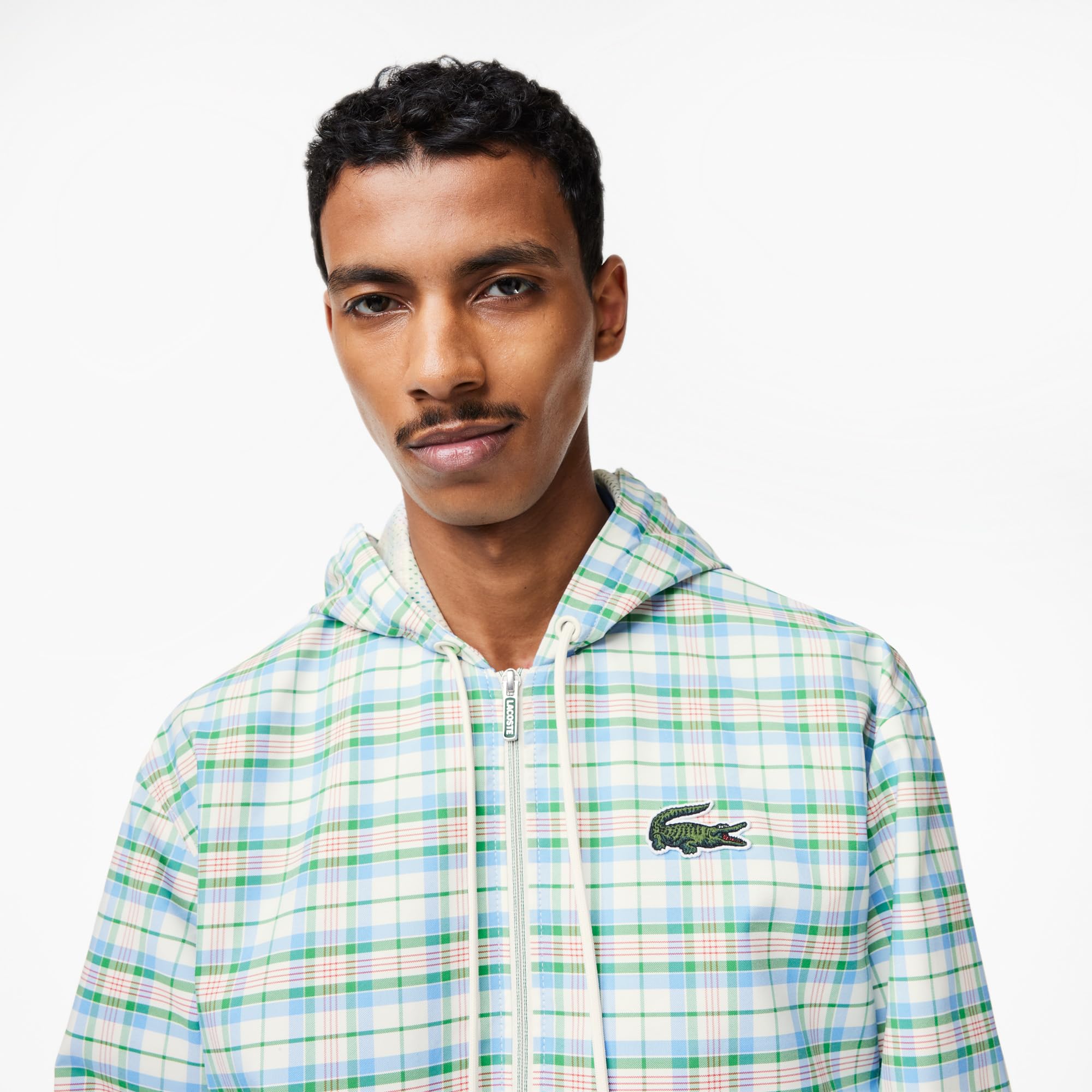 Amazon.com: Lacoste Men's Checked Hooded Track Jacket, Flour