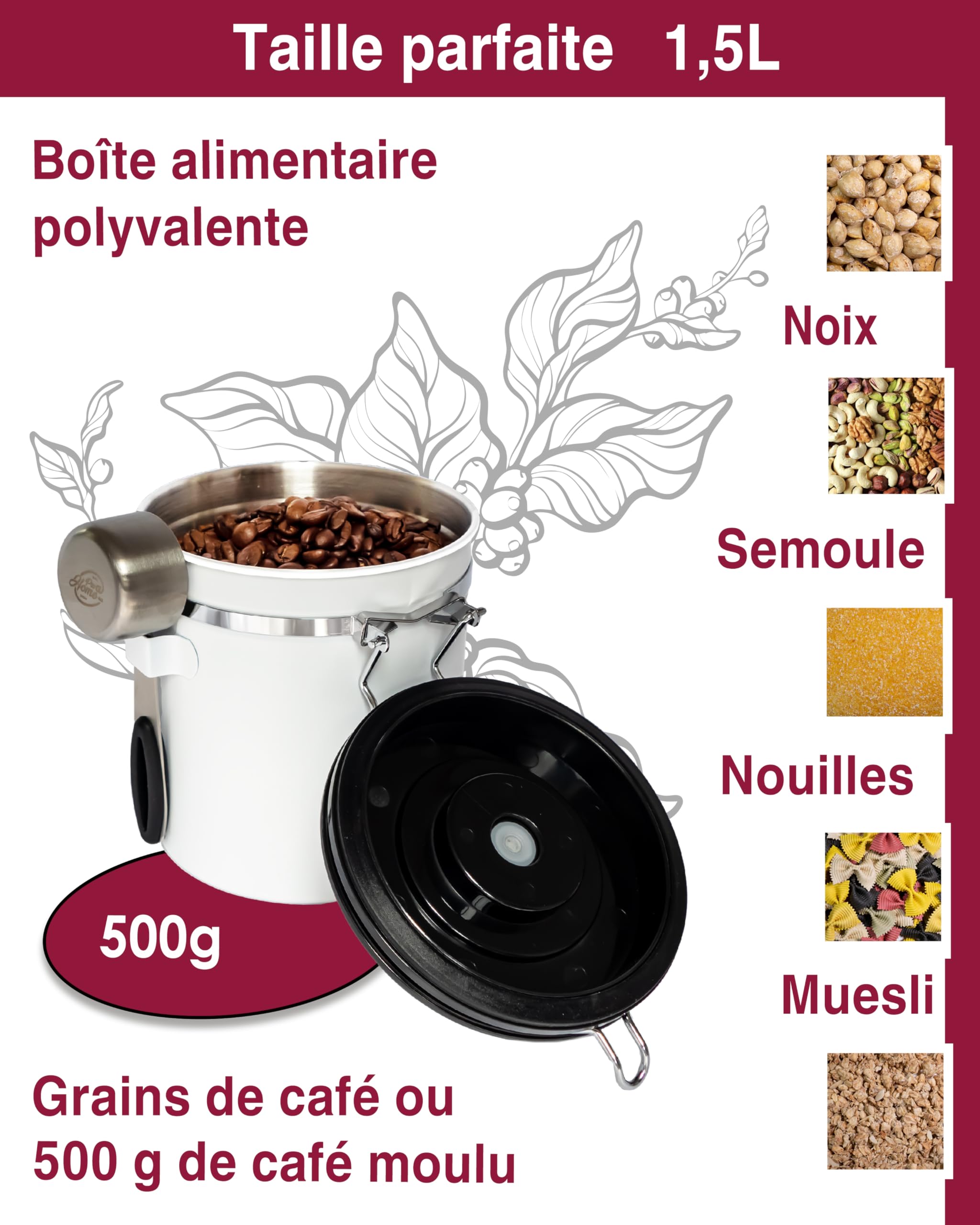 Boîte à Café Hermétique 500 G - Récipient à Grains De Café