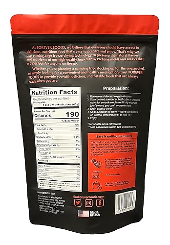 Miniatura 2 de FOREVER FOODS Cubos de estofado de carne liofilizada sin cocer | Paquete familiar | Equivalentes a 2 libras.