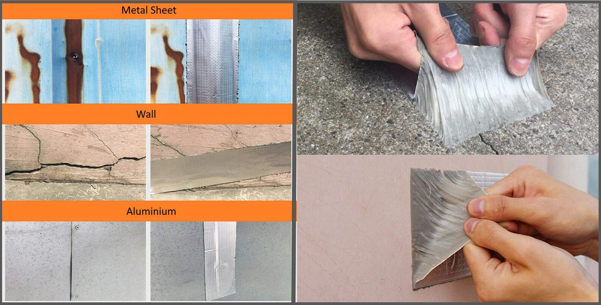 TJIKKO LeakLock Tape - Waterproof Roof Patch, Pipe Leak, Gutter Repair, Window Seal - UV Resistant, All-Weather Aluminium Foil Butyl Rubber Flashing Tape (4" x 5m) 4
