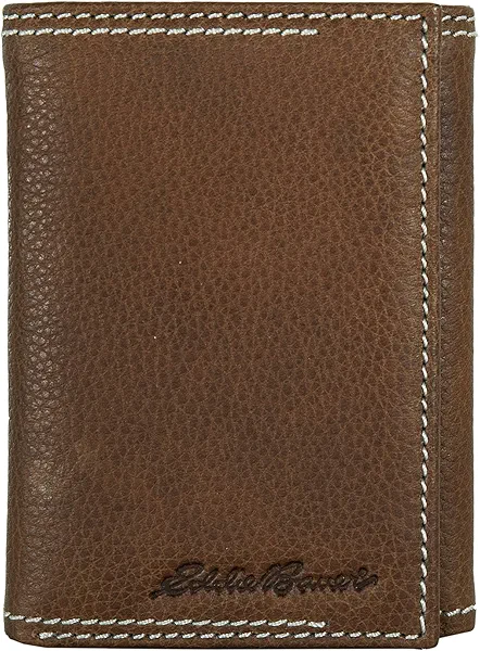 Eddie Bauer Men Signature Leather Trifold Wallet