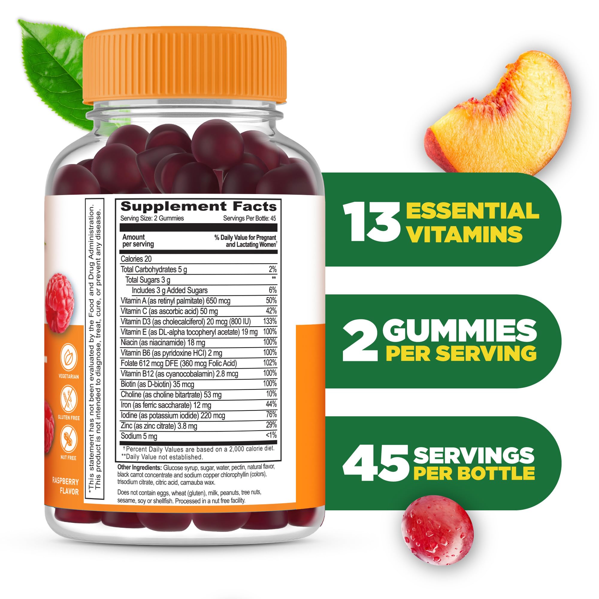 Lifeable Prenatal Gummies for Women, Iron, Folic Acid & Choline, 90 Count — Amazon image 2