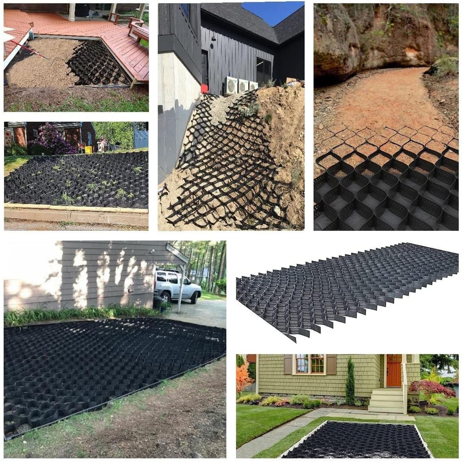 Rejilla estabilizadora de grava para entradas y pendientes, material HDPE de alta densidad con capacidad de carga de 1800 libras por pie cuadrado