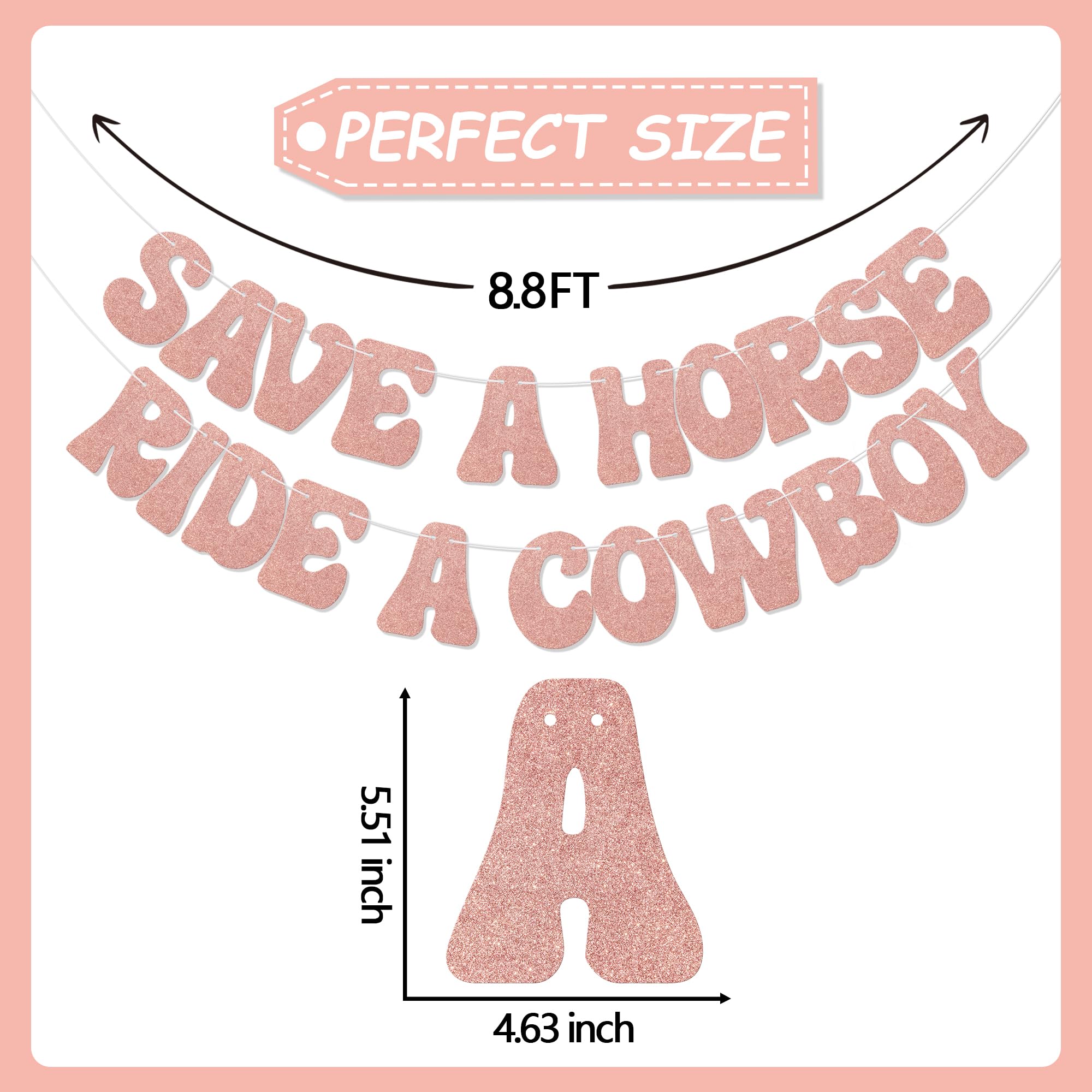 Aumccxz Save a Horse Ride a Cowboy Banner Western Cowgirl Bachelorette Party Decorations Last Rodeo Hen Party Decorations Rose Gold - Image 2