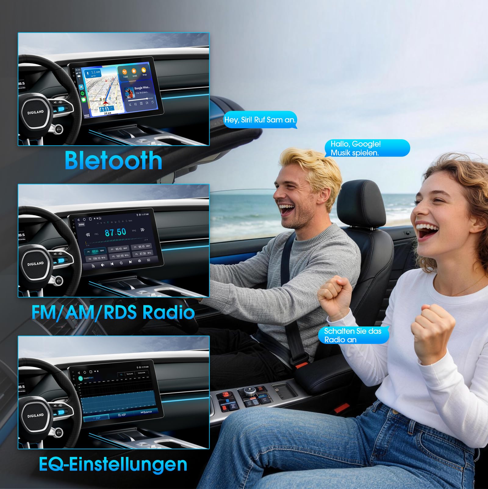 Haudio 360° Drehbares 1 Din Autoradio mit Wireless CarPlay & Android Auto, 10,1" IPS Bildschirm, 720P Rückfahrkamera, GPS, Mirror Link, Sprachsteuerung, RDS/FM/AM Radio, für alle Fahrzeuge Geeignet