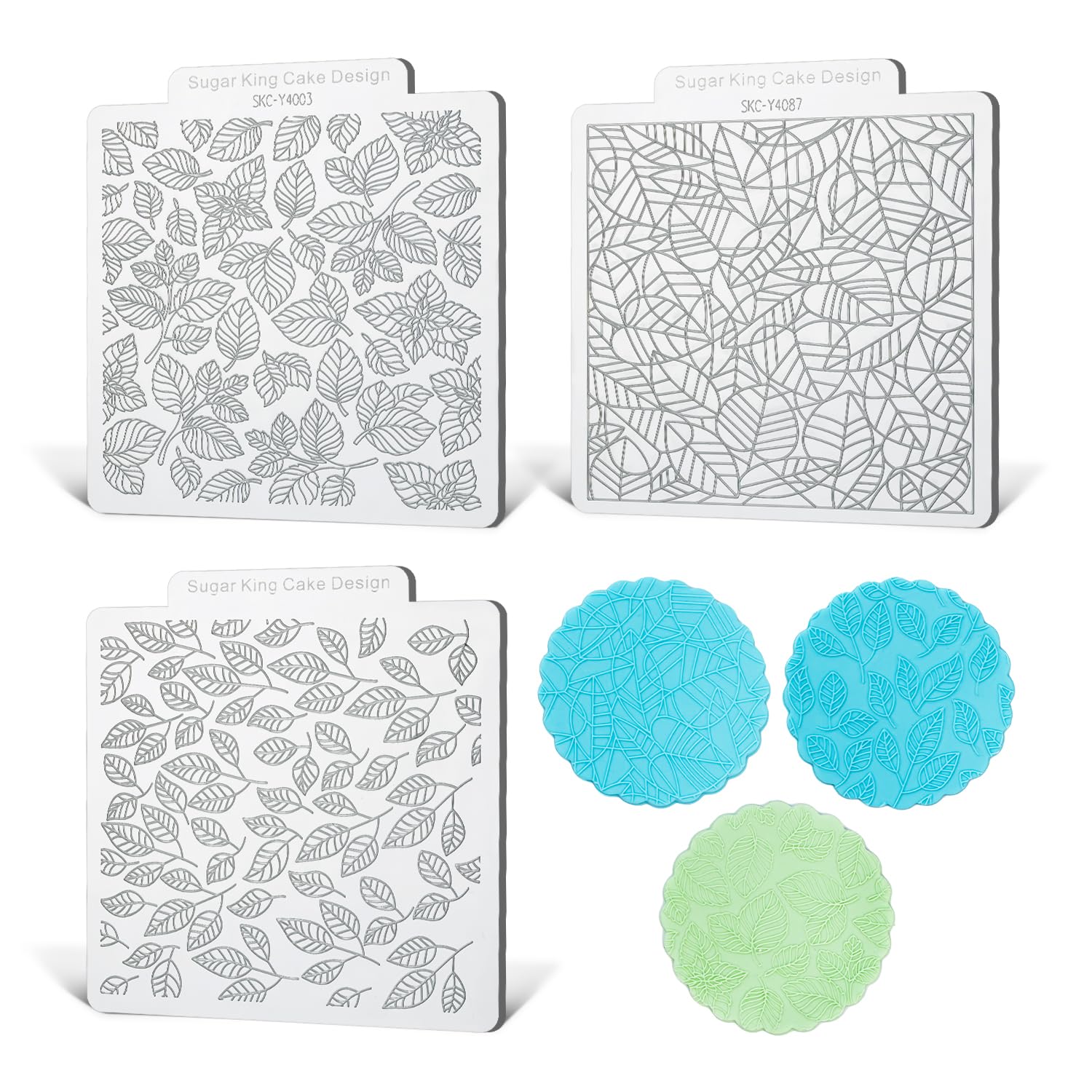 KALAIEN Keksstempel, Fondant-Impressionsmatte, Polymer-Ton-Texturbögen für Fondant, Prägestempel zur Kuchendekoration, 3er-Set, Stil 1