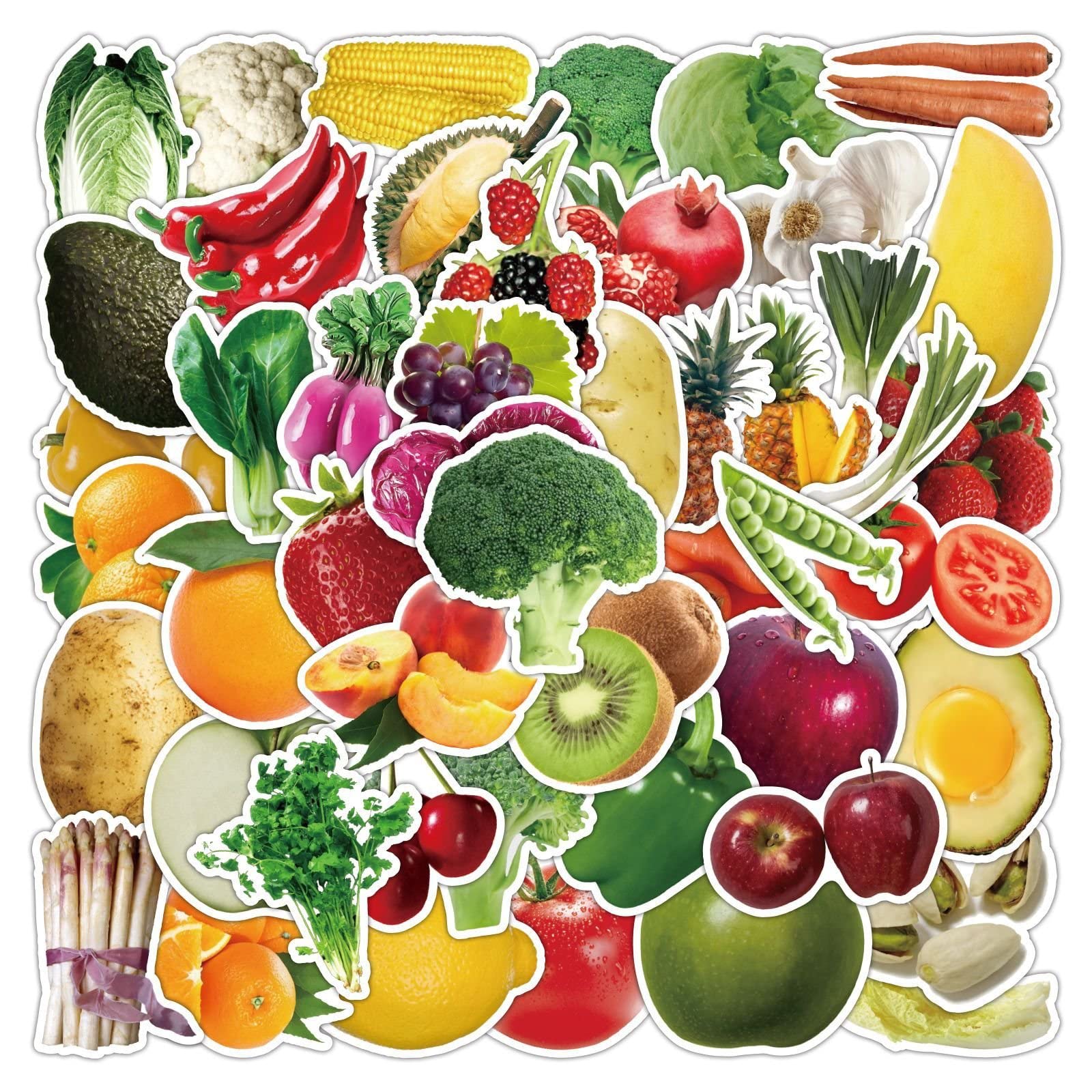 Danlai Boys Fruits Vegetables Stickers 50Pcs Cartoon Fruit Vinyl Decals Pvc Waterproof Learning Sticker For Girls