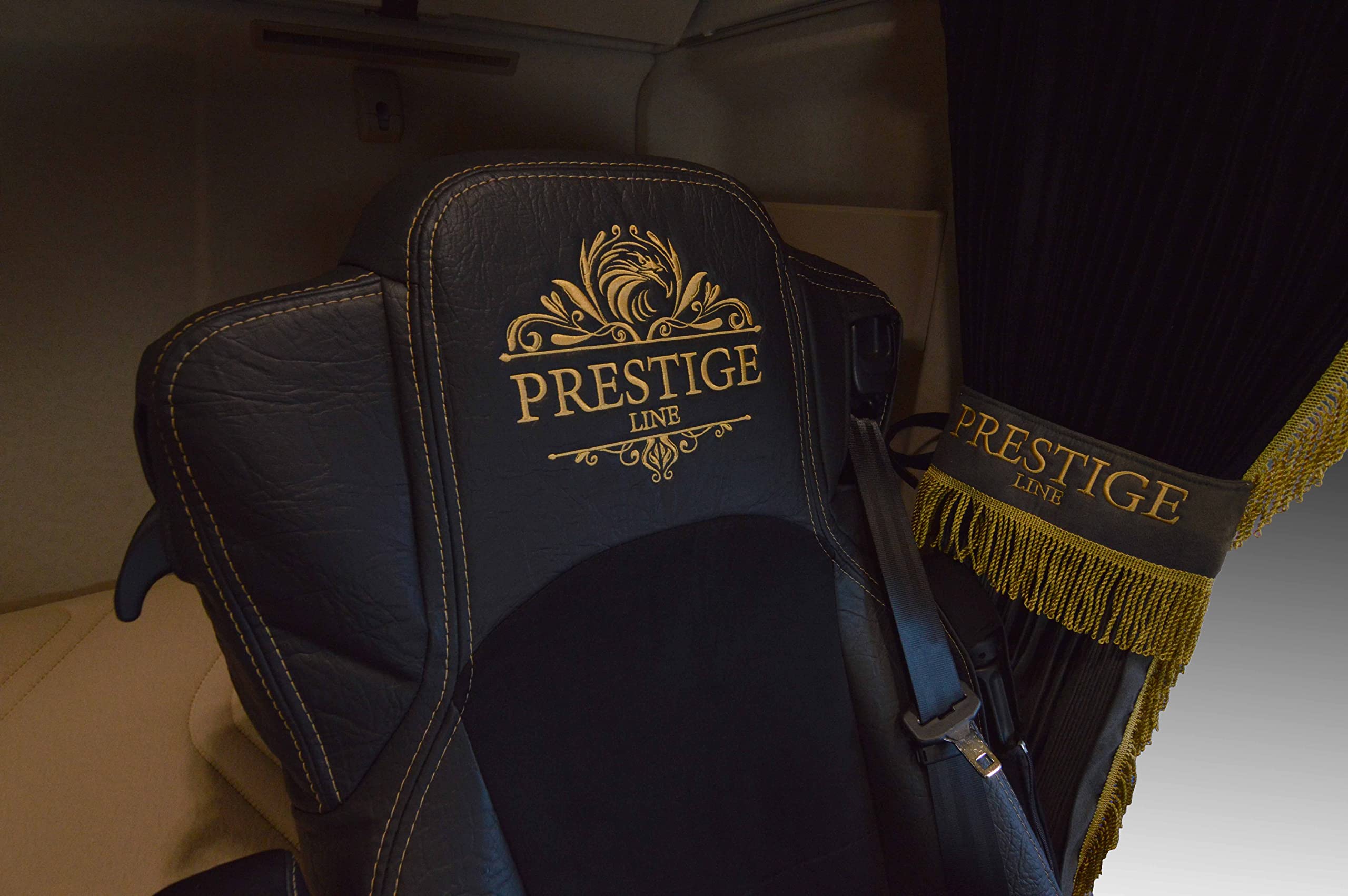 Coprisedili per Camion in MERCEDES ACTROS MP 4 dal 2011, MP 5 dal 2019 Sedile Passeggero, non Molleggiato Nero - Set coprisedile Resistente, Elegante e Facile da Montare