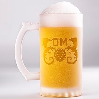 Dungeon Master Sandblasted Glass Beer Stein, Dungeons and Dragons Frozen Glass, DM Gamer Gifts, Beer Mug Glass, Fantasy Beer Tankard, Geek Groomsmen Gift, Beer Tankard