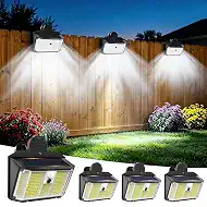 Fabrito 268LEDs Clip On Solar Lights Outdoor with Motion Sensor, 650LM Solar Fence Lights Outdoor Waterproof with 3 Lighting Modes, Bright Solar Deck Lights for Fence, Wall, Patio, Garden, 4Pack