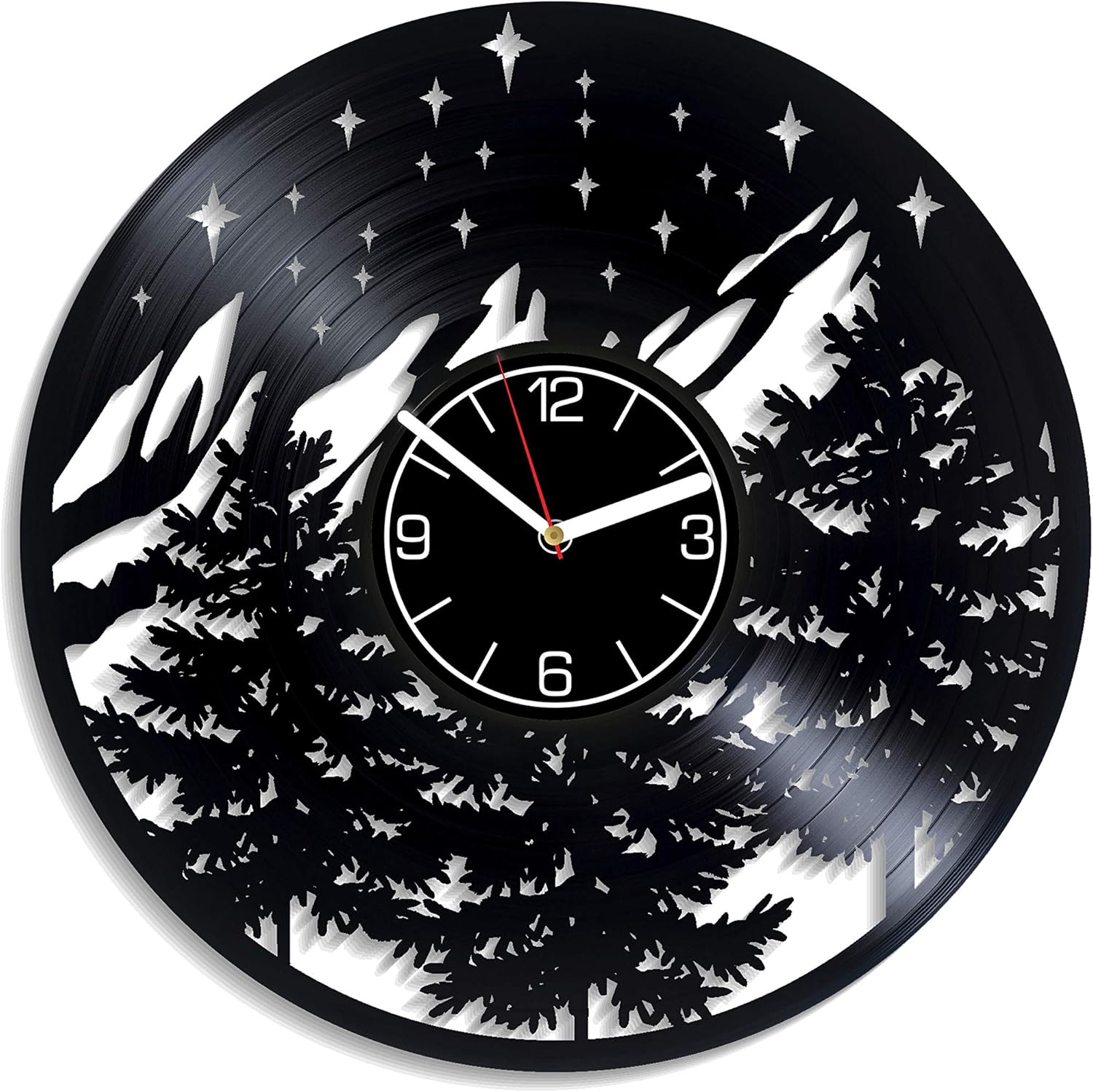 Forest Vinyl Record Wall Clock Nature Decoration 12 inch Wall Clock Mountains Art Birthday Gift for Her Forest Wall Art Nature Wall Clock Modern Forest
