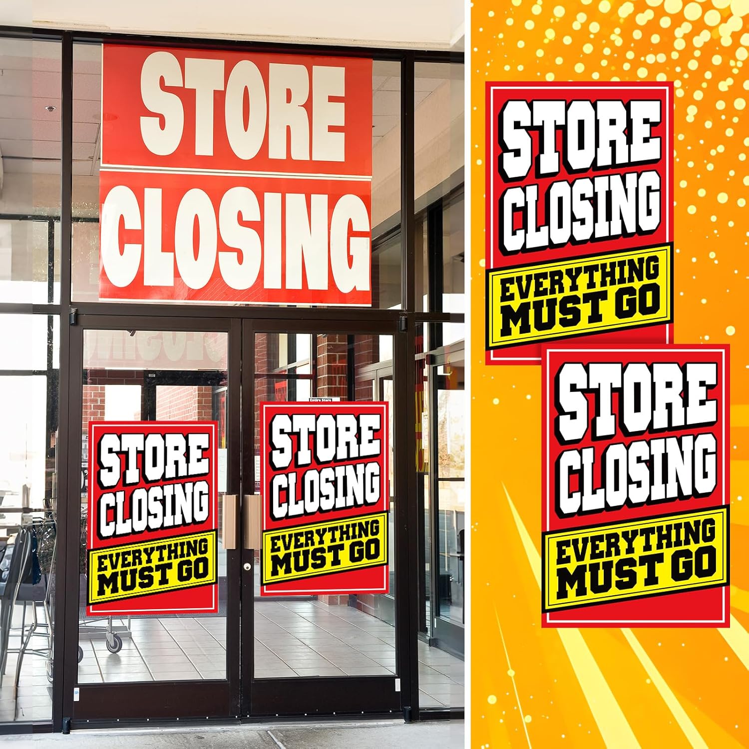 Feifeiya 2 Pcs Store Closing Sign Poster Everything Must Go Advertising Banner Going out of Business Store Closing Sale Banner Sign Weatherproof Vinyl