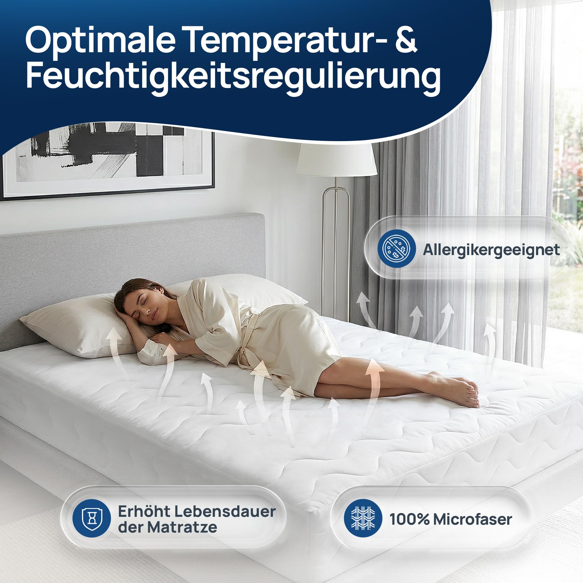 LILENO HOME Matratzenbezug 100x200 cm Reißverschluss - waschbarer Matratzenschoner aus Microfaser ideal für Allergiker - extra weicher Schonbezug für Matratzen (rundum) Höhe 20-22 cm