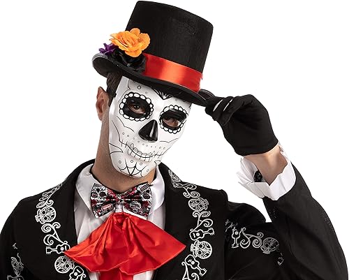 Miniatura 6 de Spooktacular Creations Juego de 4 accesorios para disfraz del Día de los Muertos de Halloween para hombres incluyendo 1 par de guantes de esqueleto