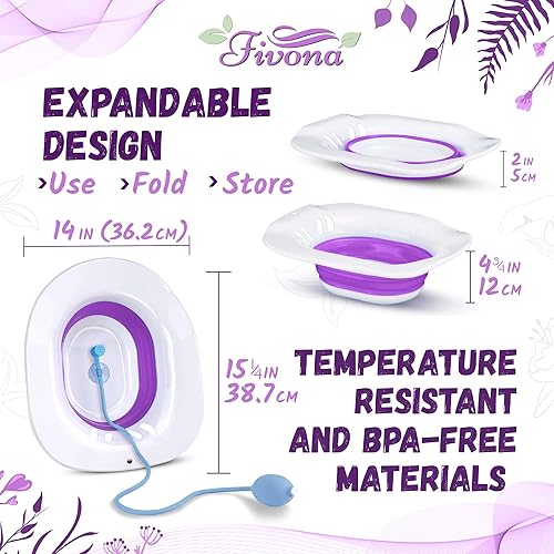 Miniatura 6 de Bañera de asiento para alivio de hemorroides, lavabo plegable para asiento de inodoro, ideal para cuidado posparto, remojo e higiene perineal,