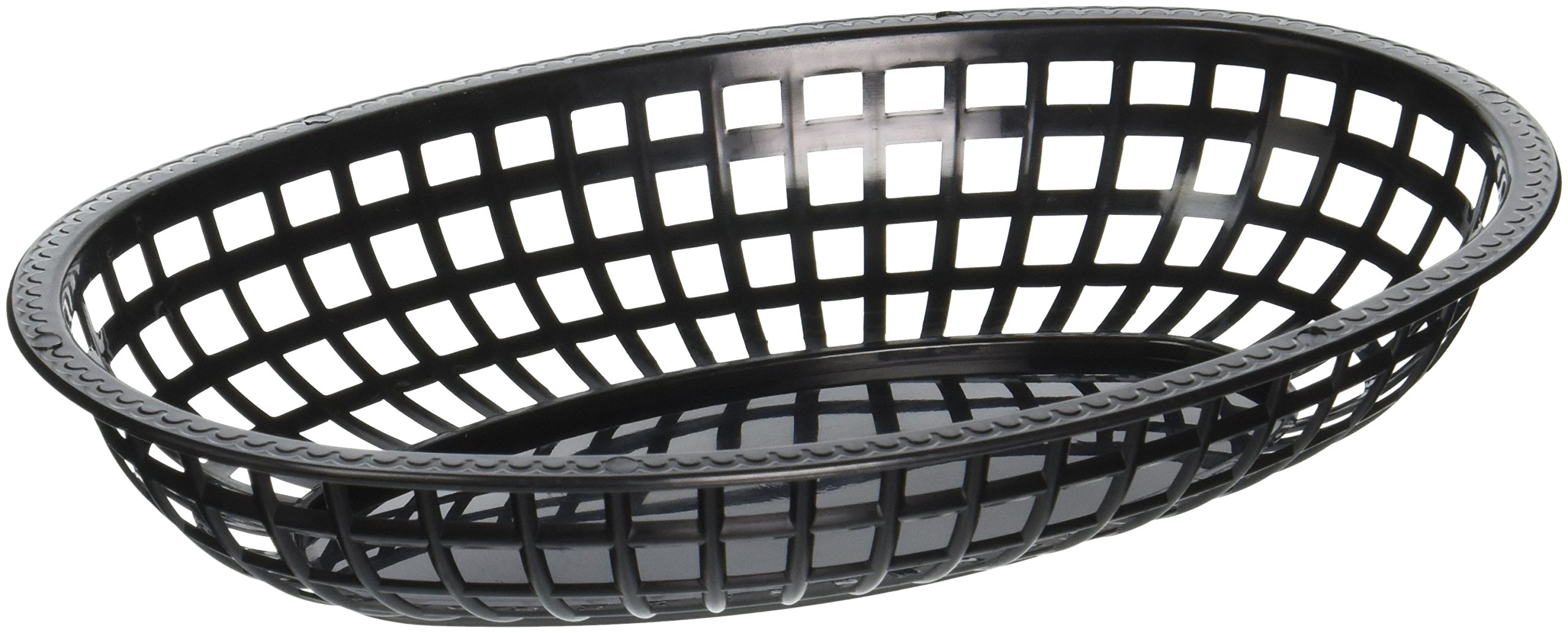 Winco Oval Fast Food Baskets, 10.25-Inch by 6.75-Inch by 2-Inch, Black