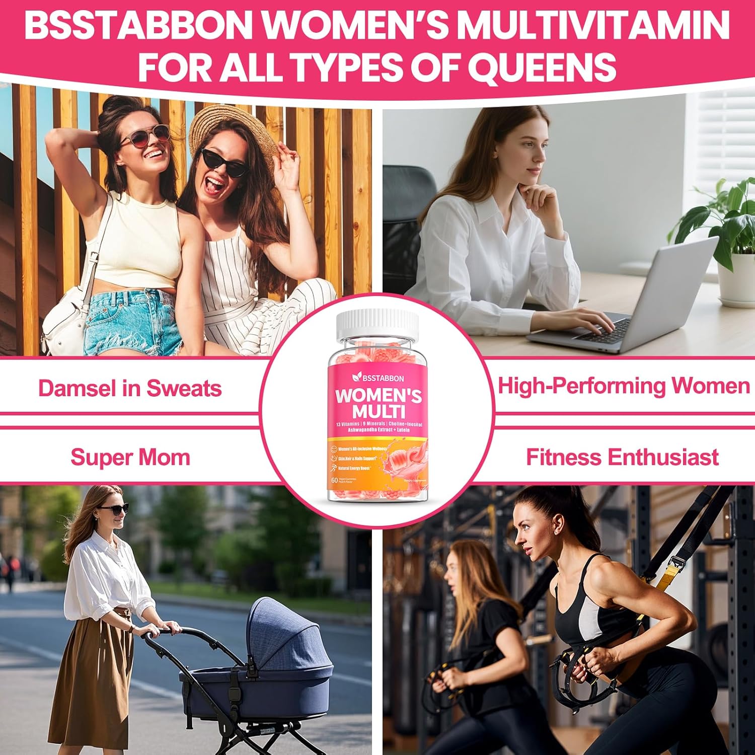 Organic Women's Multivitamin Gummies: Vegan Vitamin Supplement with Iron B12 D3 Biotin Magnesium Plus Ashwagandha for Hair Skin Health Boost Energy - Sugar Free Methylated Gummy(120Count) - Image 5