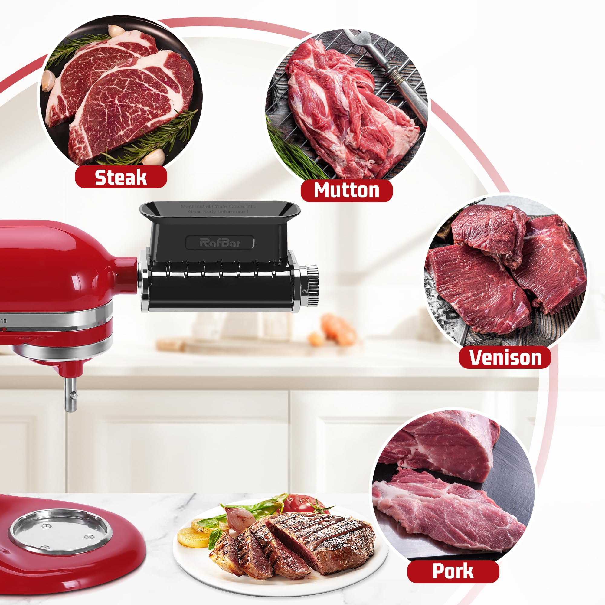 Fleischklopfer Aufsatz mit verstellbarer Dicke für Kitchenaid Standmixer, Fleischklopfer, Steak-Würfelprozessor-Zubehör, spülmaschinenfest, BPA-freier Kunststoff in Lebensmittelqualität