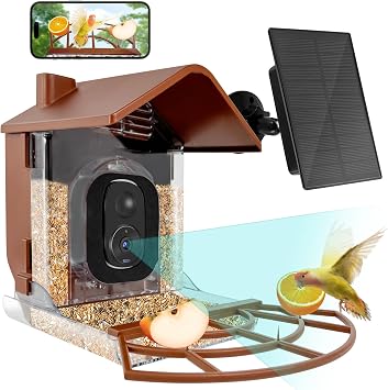 Loyala Smart Bird Feeder with Camera, 2K HD Wild Bird Watching Camera with Solar Panel, Auto Capture Bird Videos & Motion Detection, Instant Arrival Alerts, Bird Camera for Bird Lover