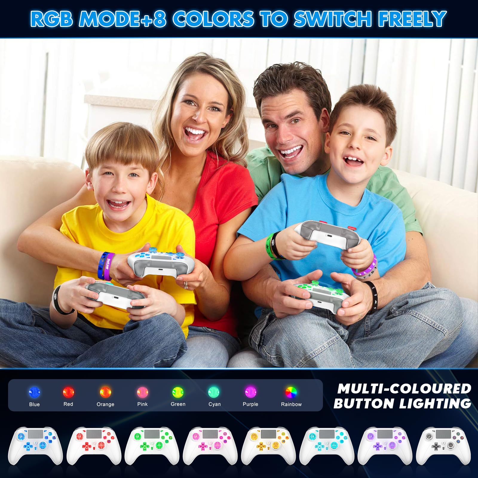 Wireless per controller PS5, compatibile con PS5/PS4/PC/iOS/Switch, batteria 1000mAh, Turbo regolabile, vibrazione Dual Shock, sensore di movimento a 6 assi, jack per cuffie da 3,5 mm per controller