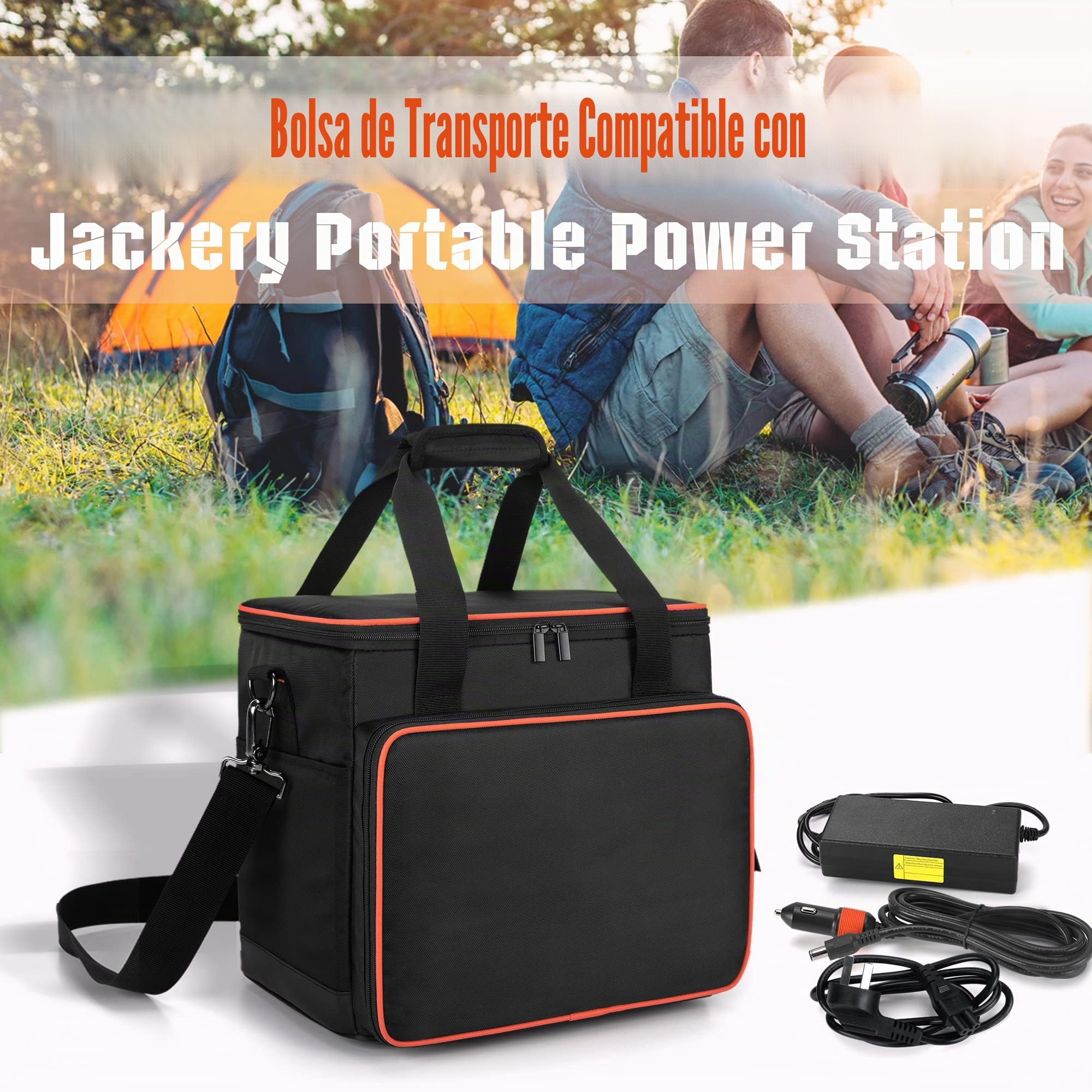 Trunab Bolsa de Transporte de Viaje Compatible con Jackery Portable Power Station Explorer, Estuche de Almacenamiento con Bolsillos Inferiores y Delanteros Impermeables para Cable de Carga y