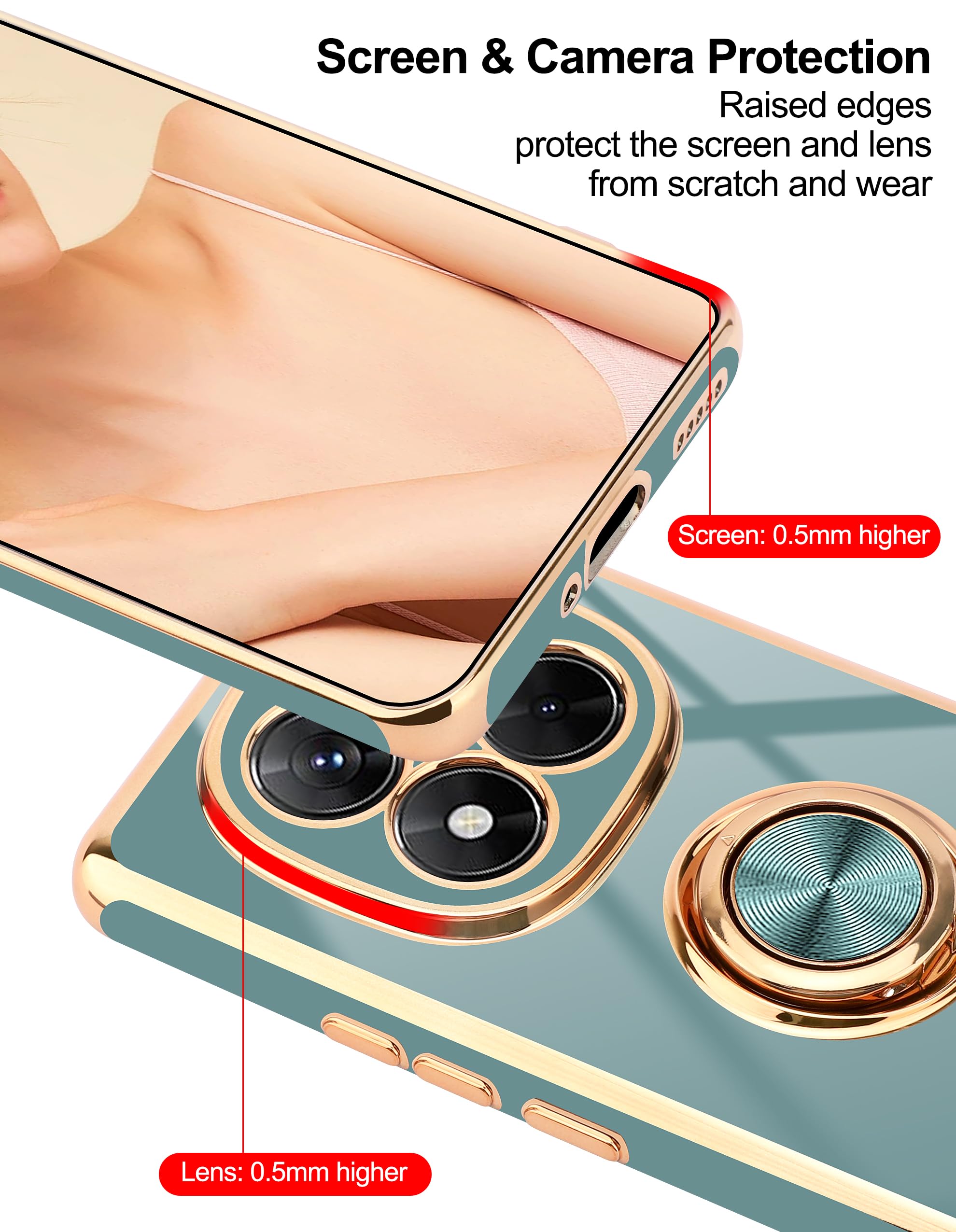 Jusy Custodia Per Xiaomi Redmi Note 14 Pro Plus 5G - Nero/Oro, Con Anello Girevole 360° E Supporto Magnetico - 2