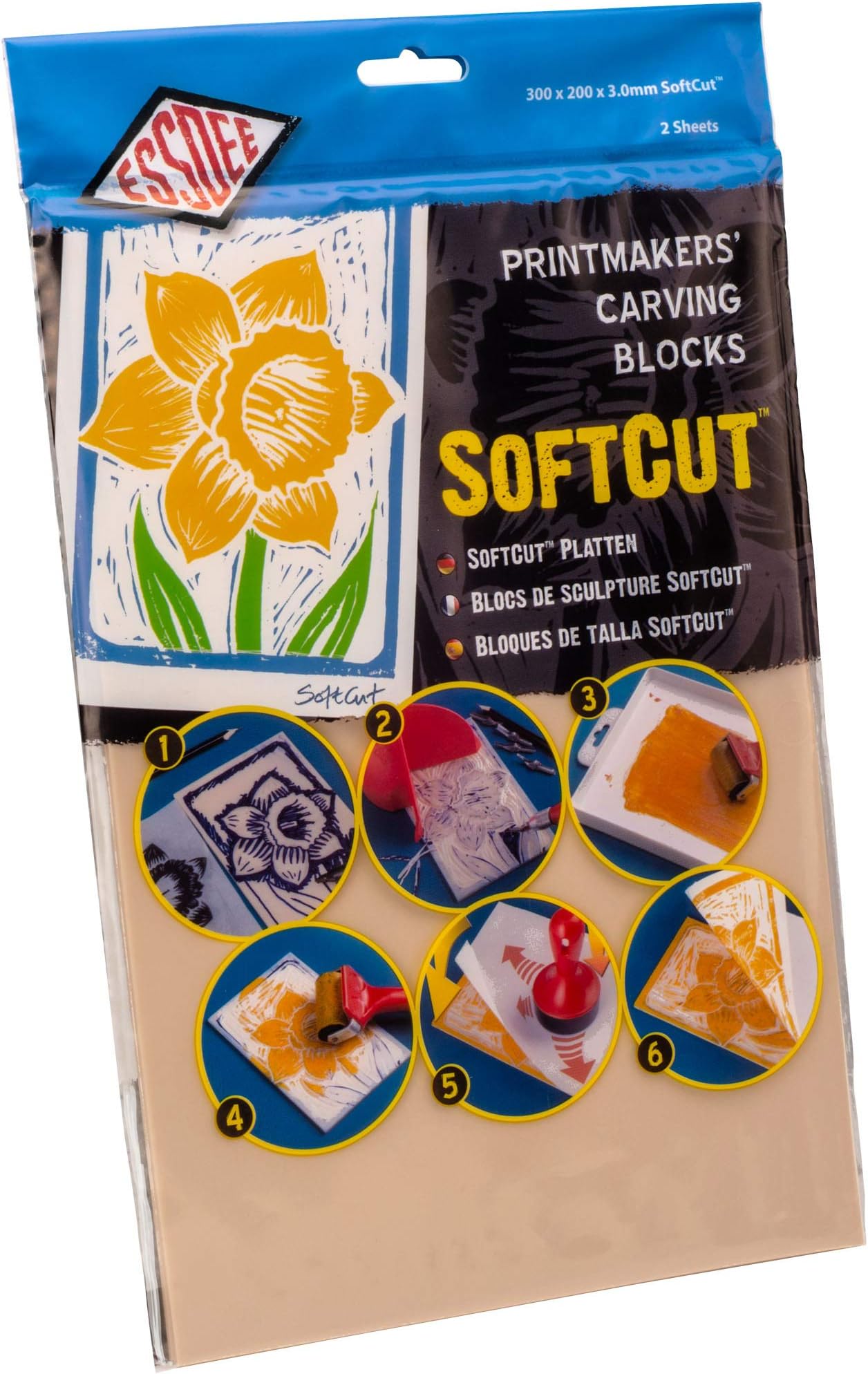 3.0/SC4 Softcut Printing Block 300x200x3mm Pk2, Natural, 300x200mm