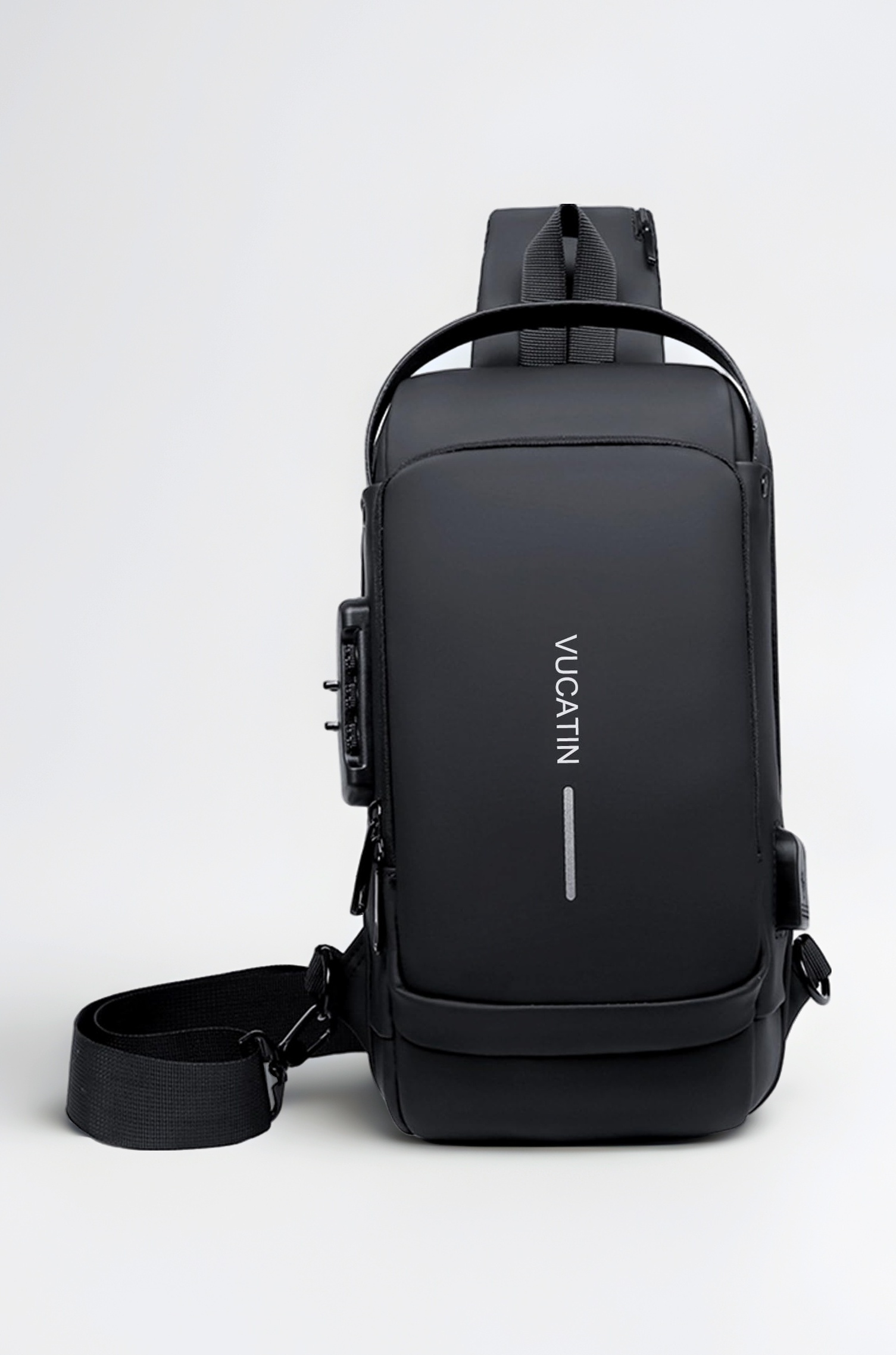 Crossbody Sling Bag, VUCATIN Body Chest Shoulder Bag for Men Women Casual Shoulder Backpack Bag, Waterproof Leather Chest Casual Daypack with Usb Charging Port for Travel Hiking