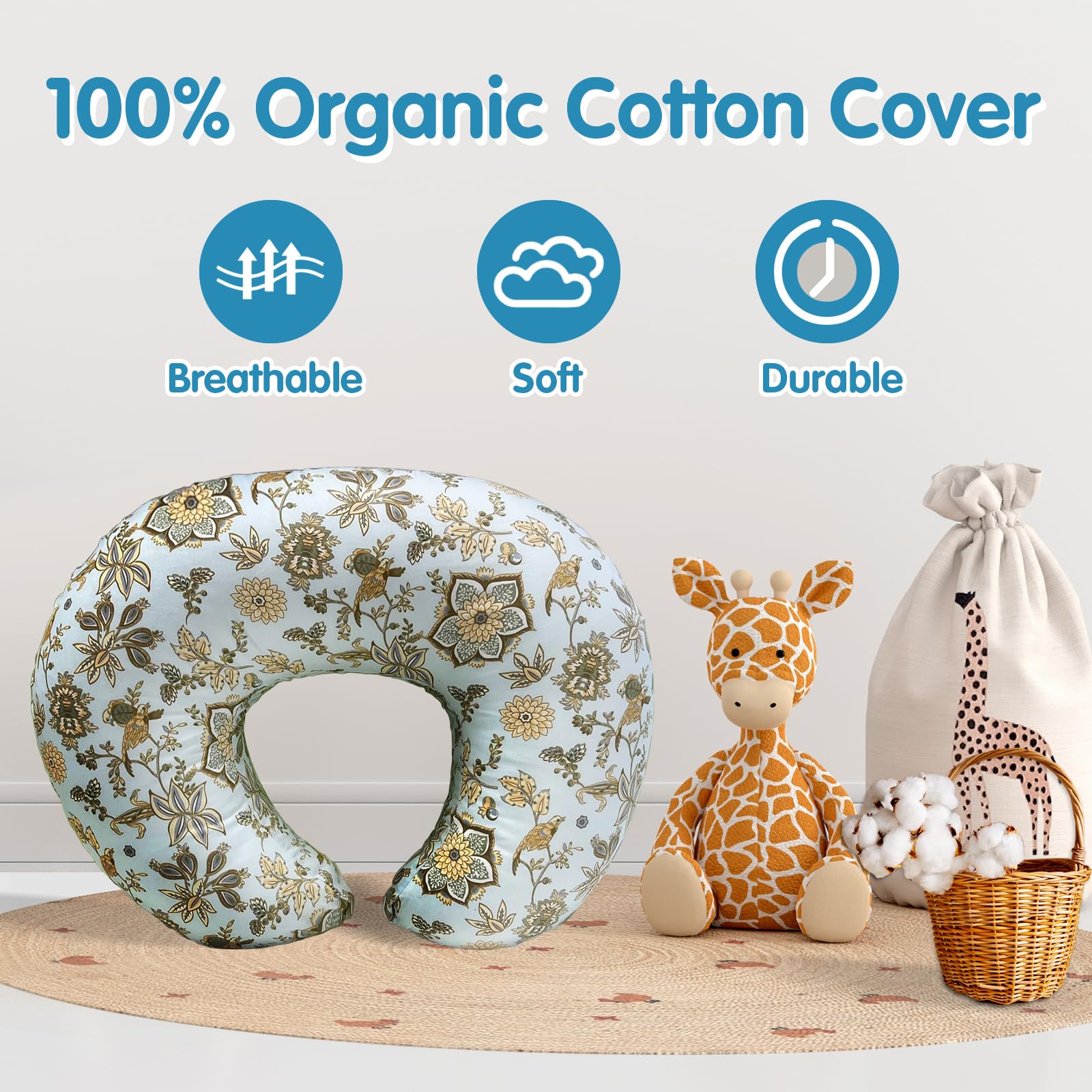 x-vesolje Almohada de lactancia, almohada de lactancia materna con funda extraíble, almohada ergonómica para lactancia materna, almohada de alimentación para bebés para mamá más fácil, tamaño original