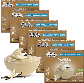SimplyDelish Sugar-Free Vanilla Instant Pudding Mix 6-Pack | Keto Vegan Gluten-Free Allergen-Free Healthy Dessert Snacks