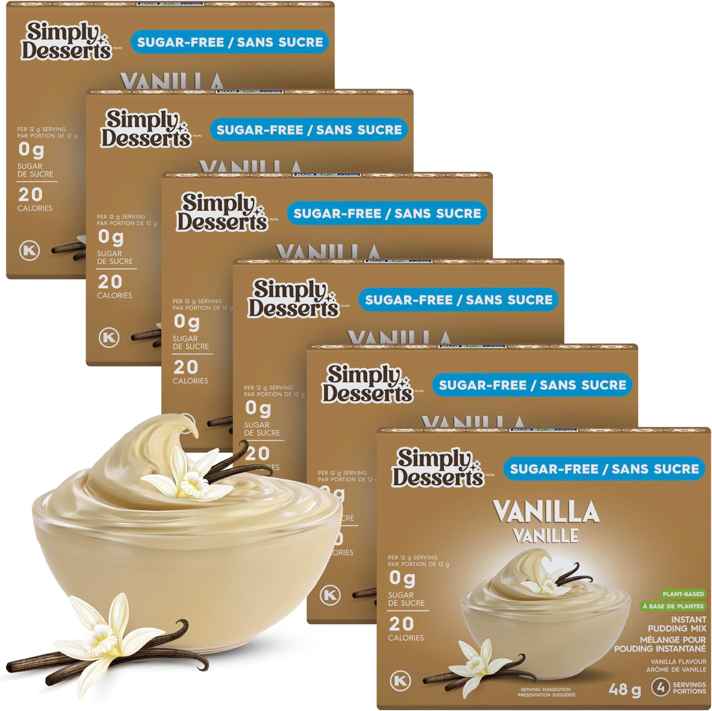 Simply Desserts Vanilla Instant Pudding, Sugar-Free, 6-Pack – Healthy Dessert, Keto Snacks, Vegan & Diabetic-Friendly, Kosher, 1.7 Oz Ea