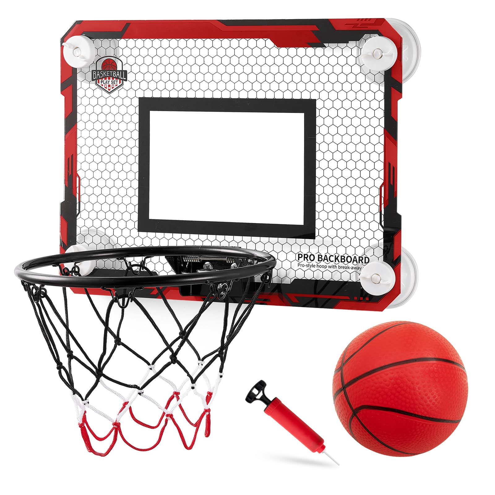 RUNBOW Indoor Mini Basketball Hoops Backboard with Powerful Suction Cups,Wall Mounted Door Basketball Hoops,Toys with Balls Gifts for Kids Boys Teens