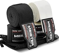 Meister Elite 180" Premium Adult Hand Wraps for Boxing MMA Muay Thai - 2 Pair Pack with Mesh Bag