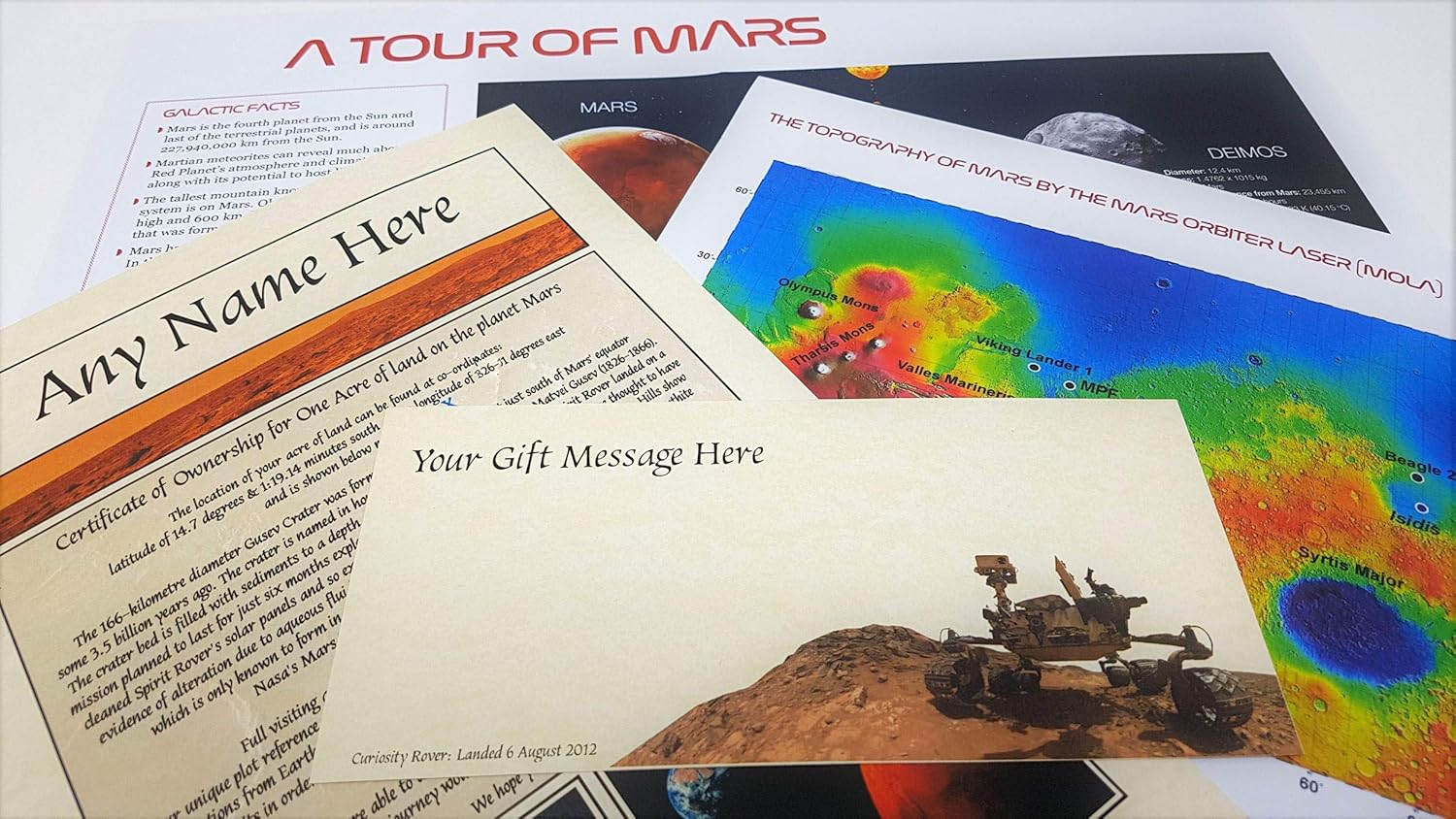 planetsforsale an Acre of Land on Mars Gift Set in a Luxury Presentation Folder - Personalized with The Name of Your Choice