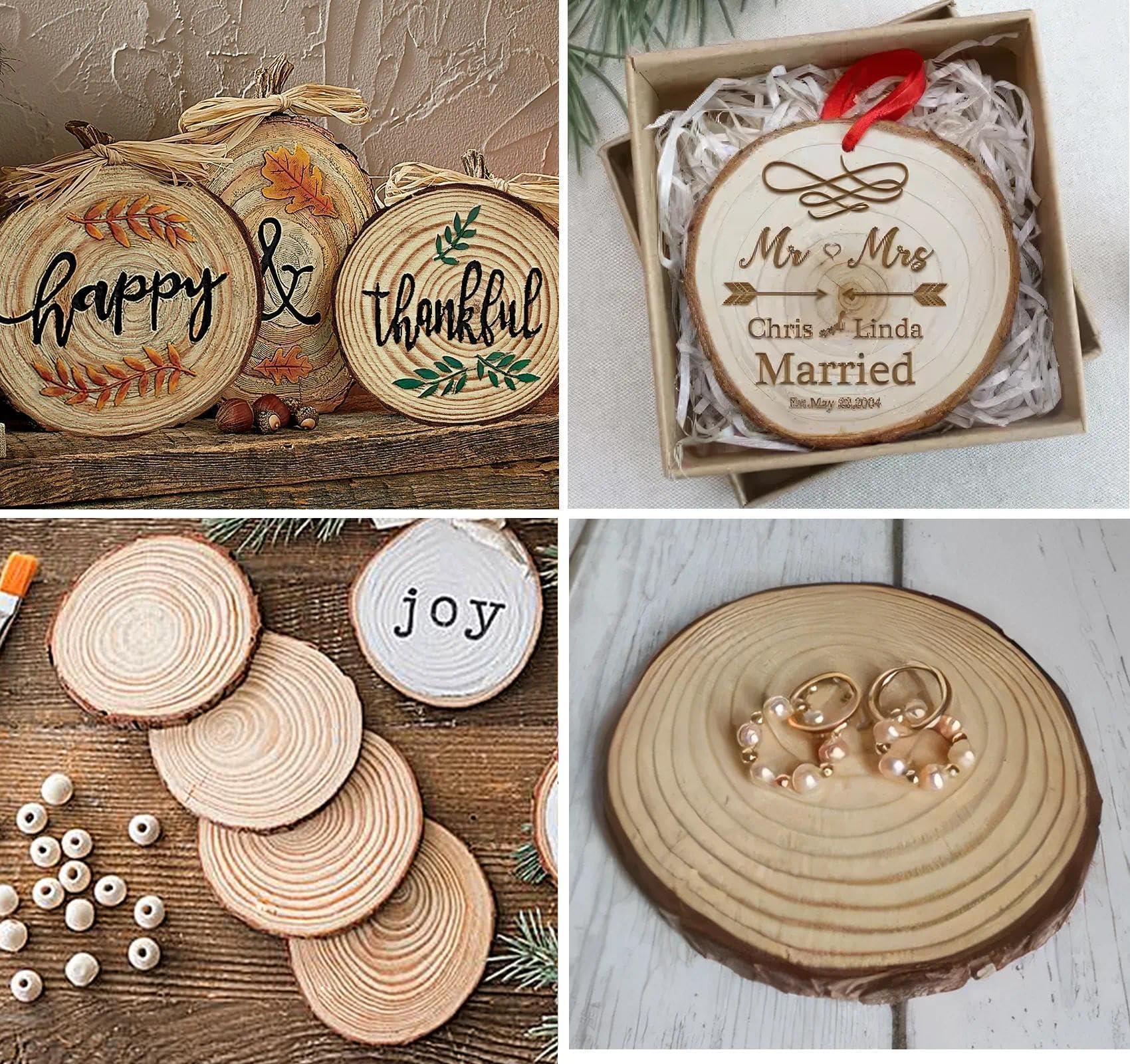 30 Stück Holzscheiben 25 cm Durchmesser mit Rinde, Große Runde Baumscheiben Deko aus Naturholz, 20 mm Dicke, Rustikale Holzscheiben für Hochzeit, Tischdeko & Wohnzimmer Deko