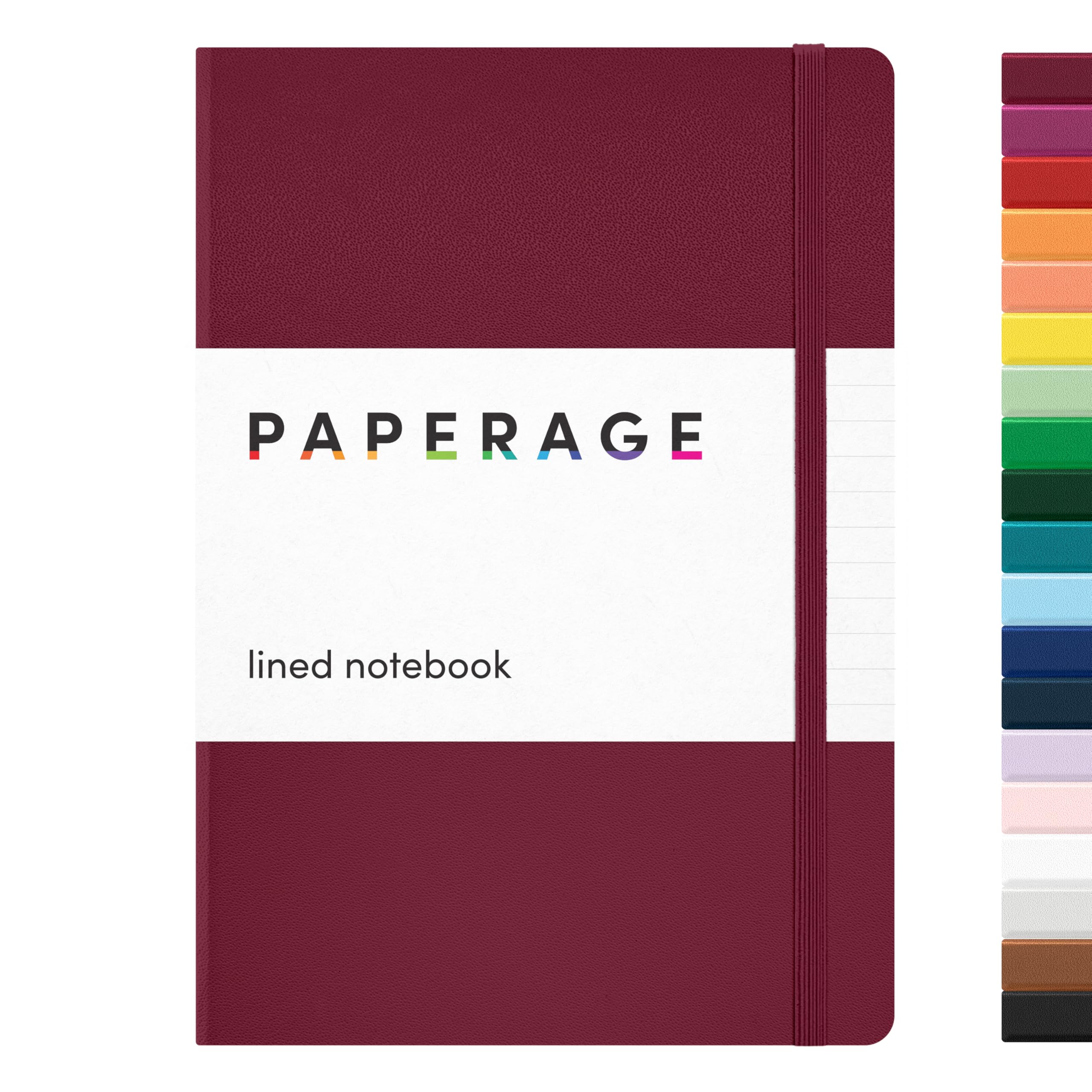 PAPERAGE Lined Journal Notebook, Hard Cover, Medium 5.7 X 8 inches, 100 gsm Thick Paper. Use for Office, Home, School, or Business (Burgandy, Ruled)