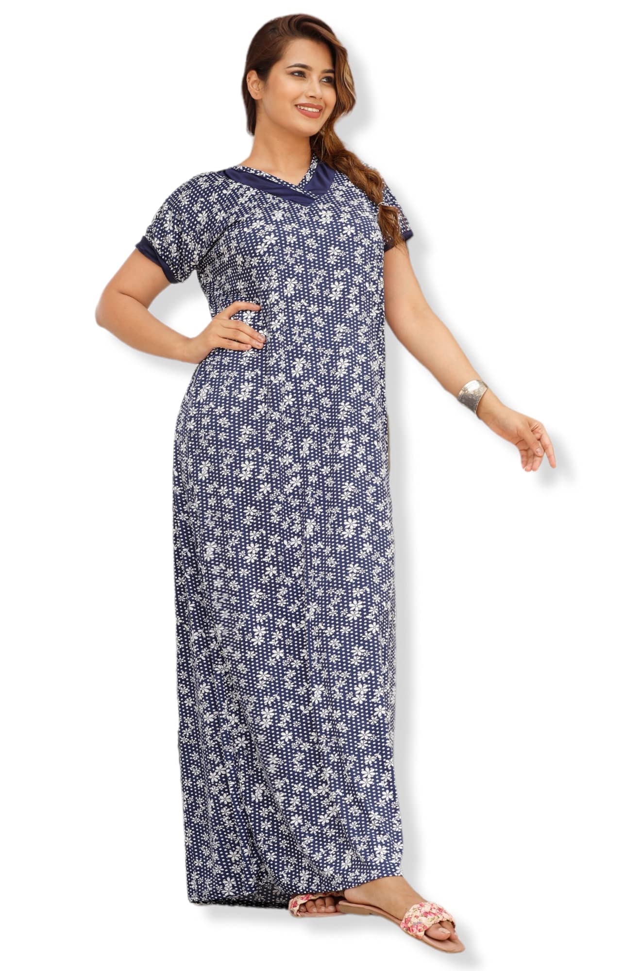 g4girl Women Satin Maxi Nighty Gown-picture-45