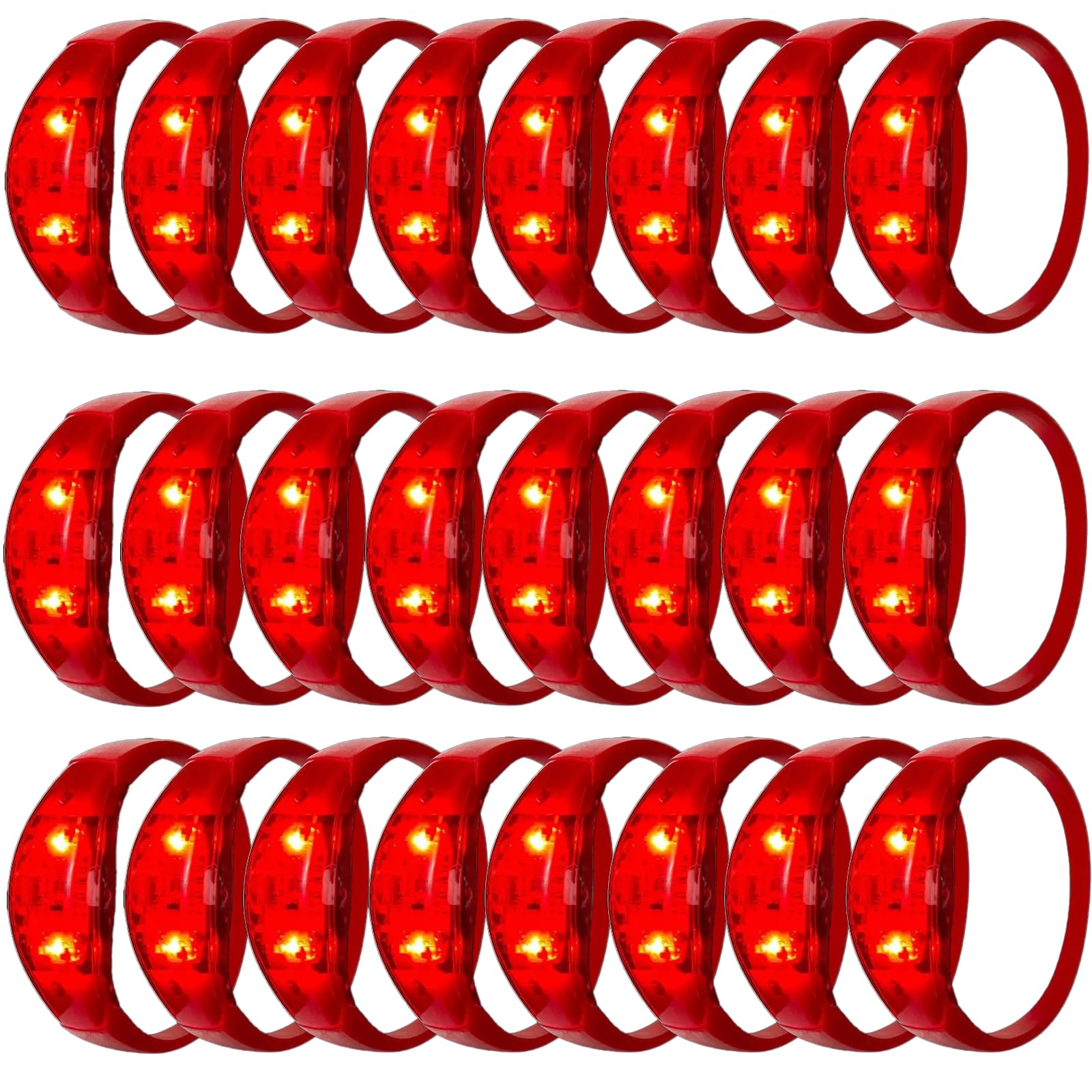 24 Pcs LED Glow Bracelets Sound Activated Bracelet Glow Bracelets with Flashing LED Strobe for Carnival,Concerts , Night Events, Rave, Game Prizes,