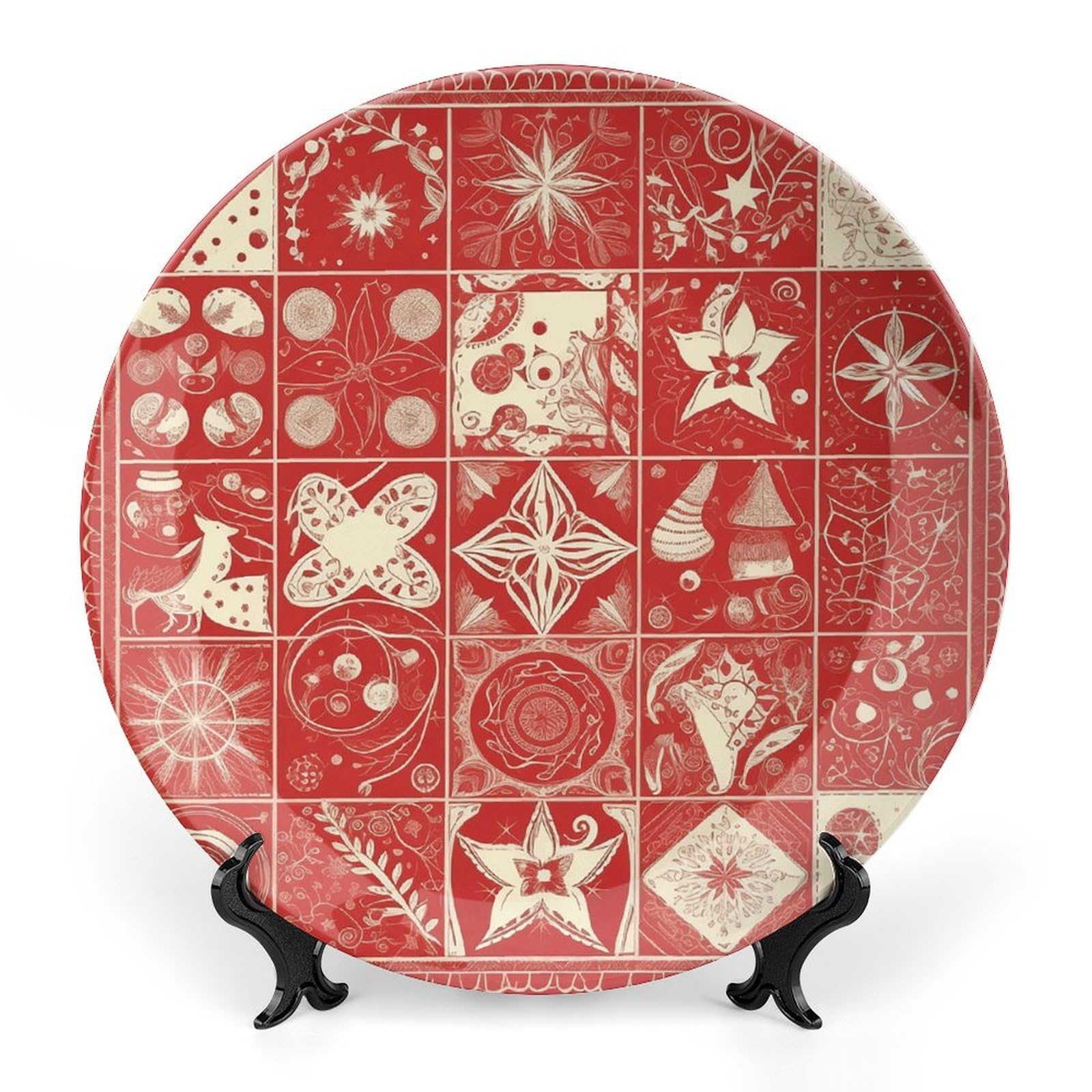 Plato de cerámica navideño para decorar mesas de salón y consolas con soporte