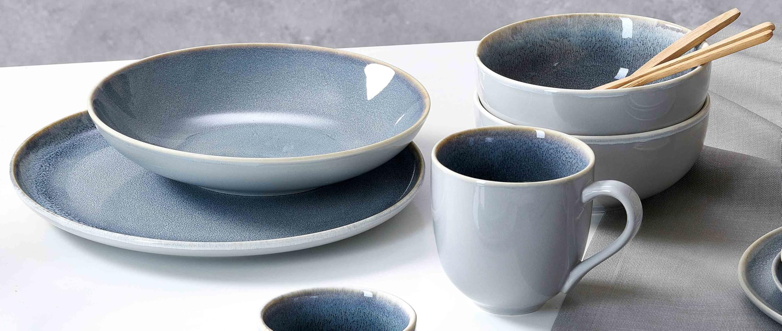 Ritzenhoff & Breker Skagen Stone Müslischalen 6er Set | Runde Schalen Ø 15 cm | Porzellan-Geschirr mit Reaktivglasur |Spülmaschinen- & Mikrowellenfest | Steingrau
