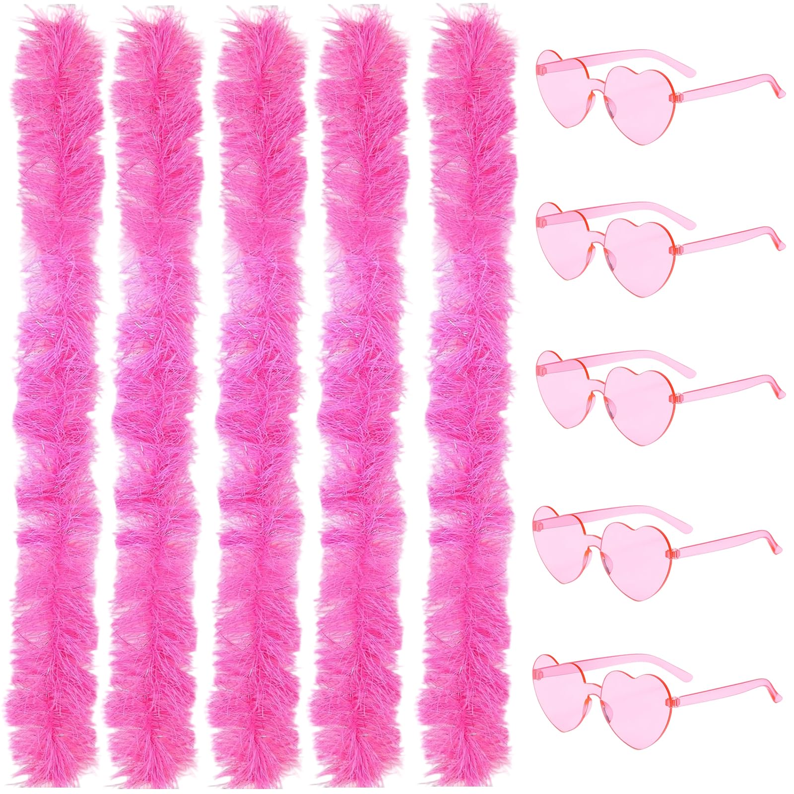 10Pcs Pink Feather Boa, Feather Boa, Artificial Fluffy Pink Feathers Multi Piece Set Decoration