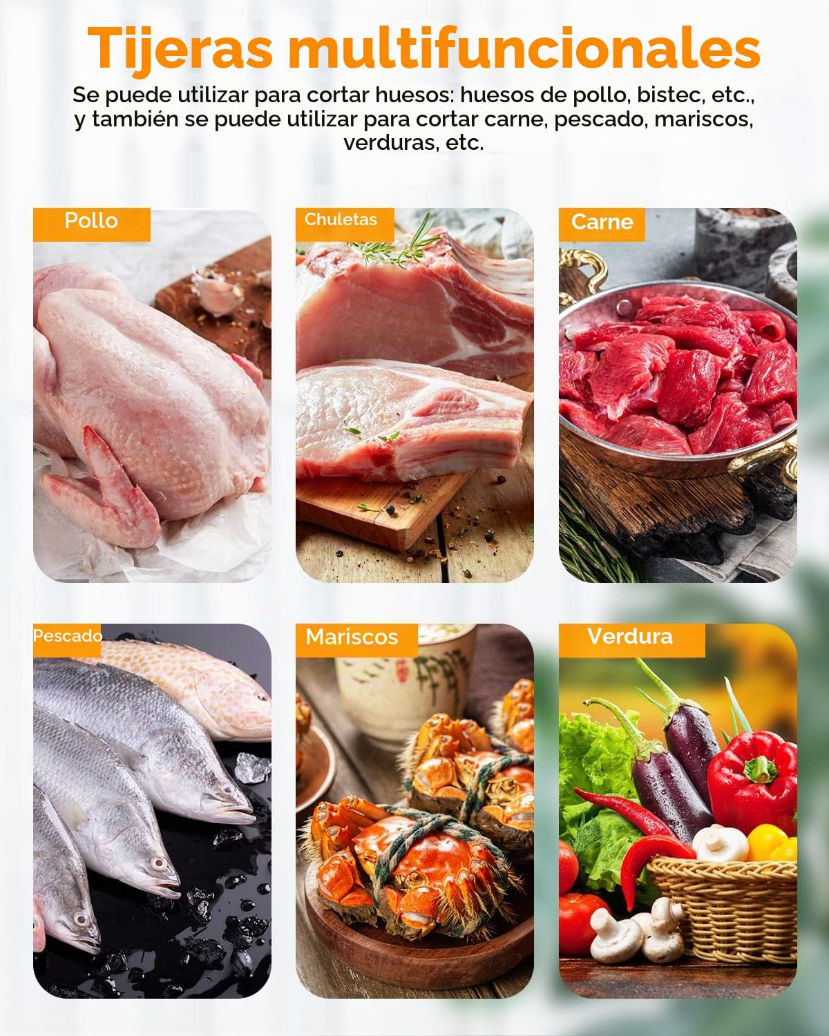 YUCHENGTECH Tijera Eléctricas de Cocina Multifunción 21V | para Carne, Pescado y Marisco Vegetal