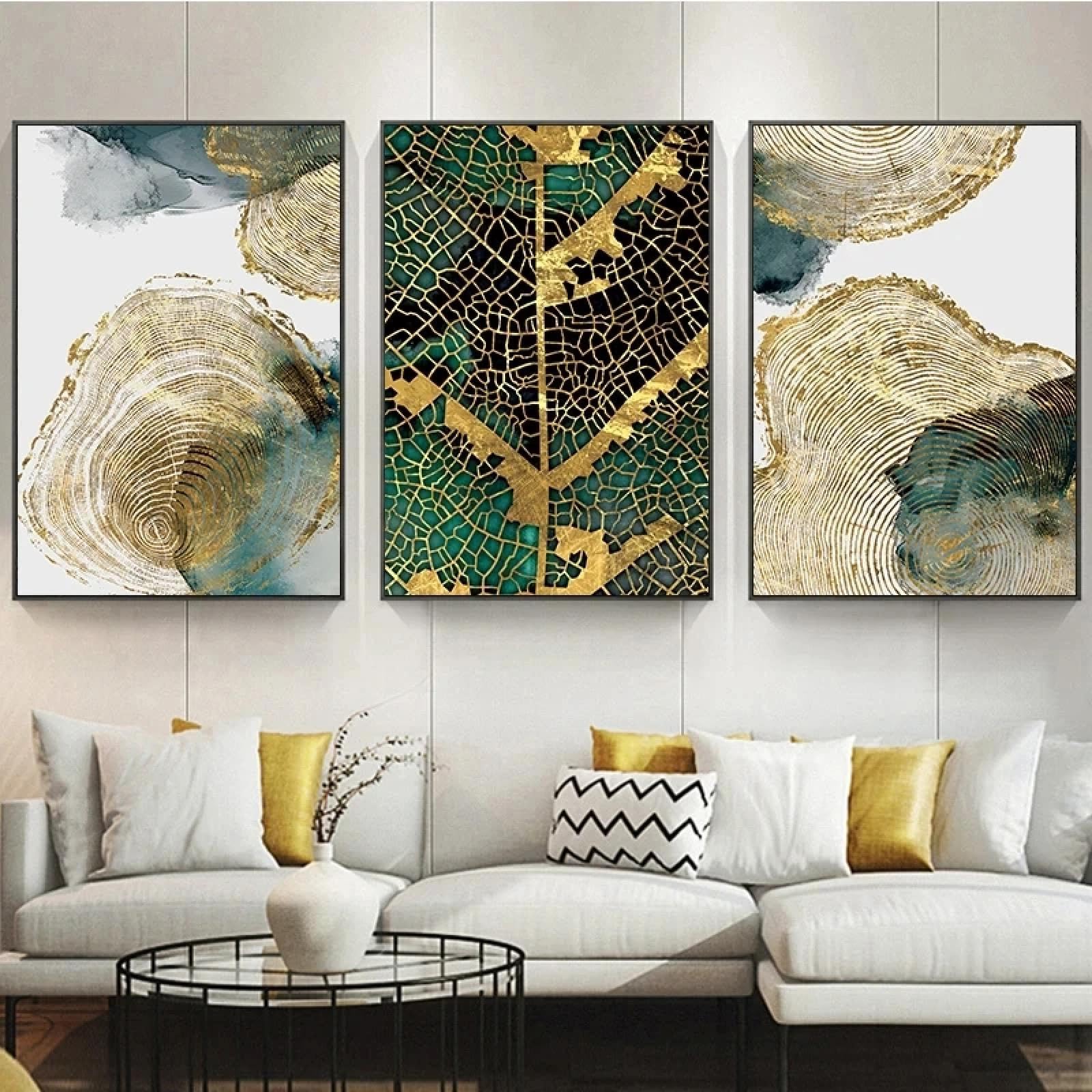 Toile d'art mural abstrait avec texture de feuille salon 70x90cm - 8